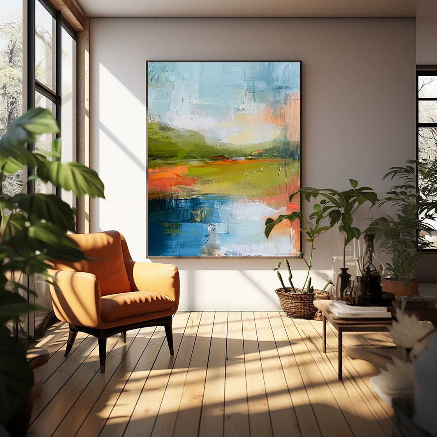Large Abstract Painting On Canvas Modern Landscape Wall Art Original Scenery Painting For Living Room