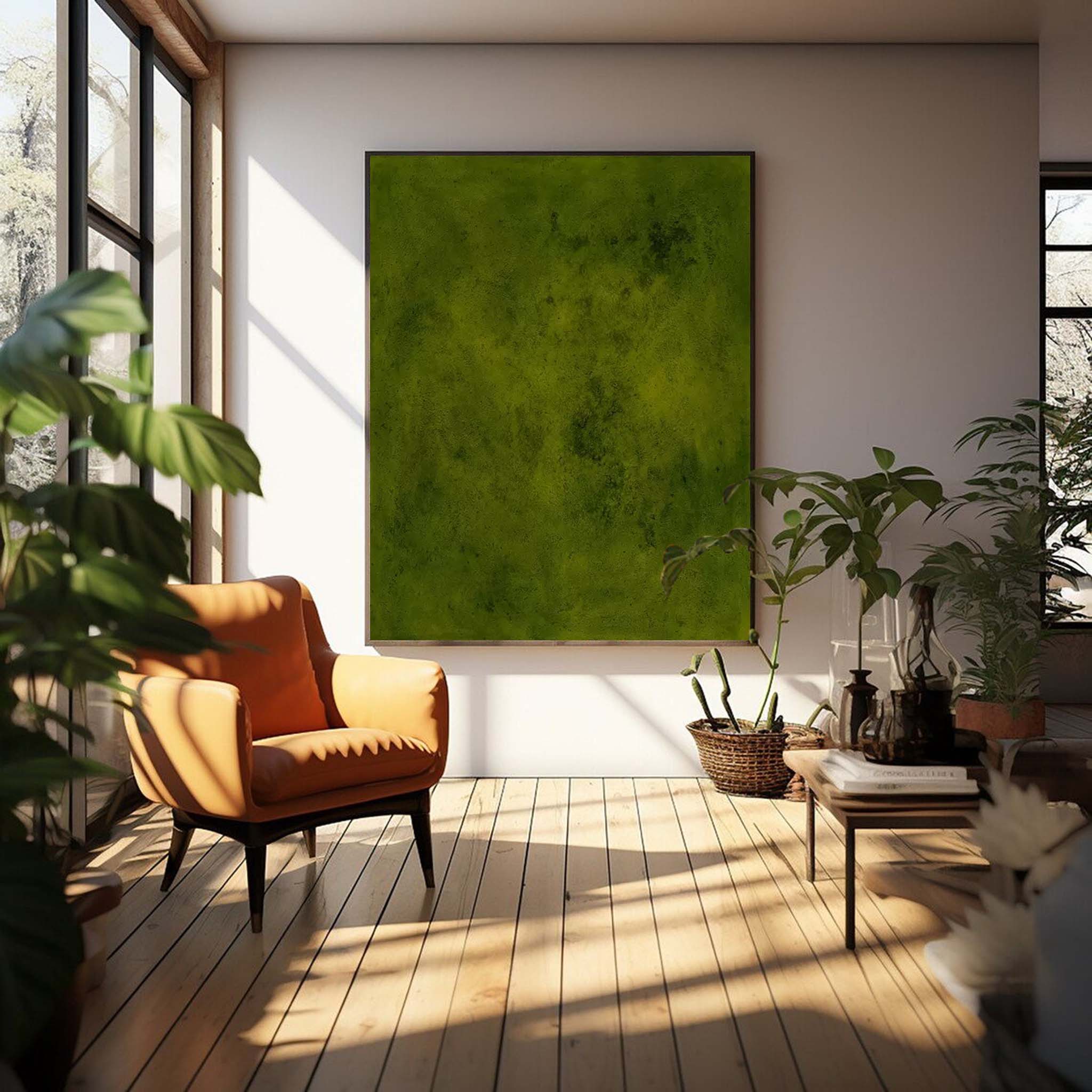 Green Texture Minimalist Oil Painting On Canvas Large Abstract Acrylic Painting Original Wall Art For Living Room