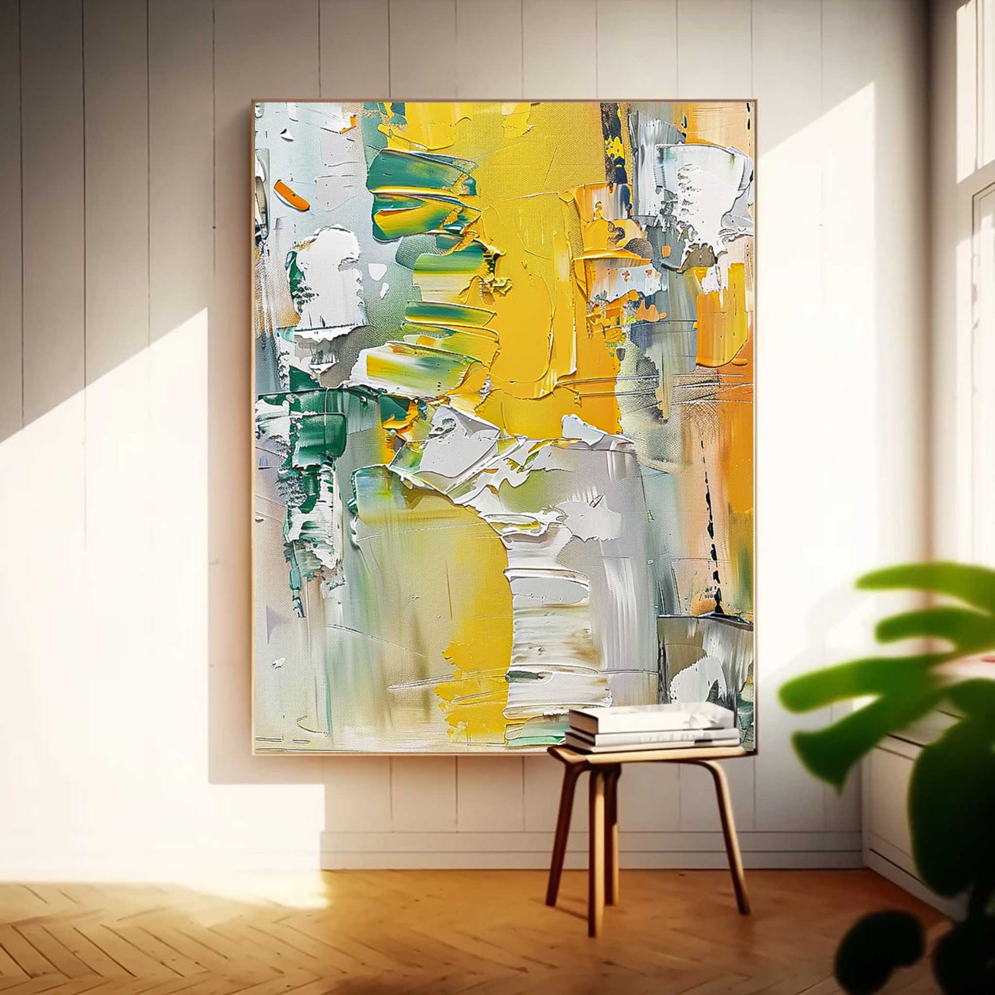 Vibrant Yellow Thick Texture Large Art Modern Abstract Artwork Original Oil Painting On Canvas Home Decor