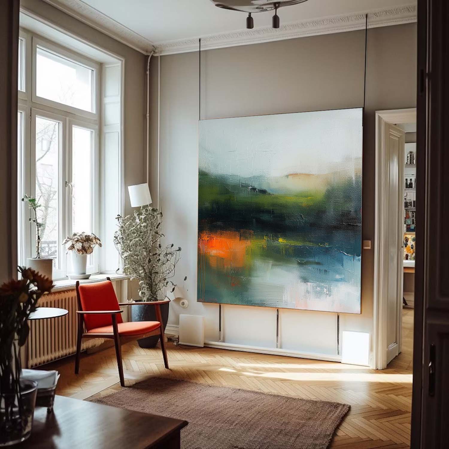 Modern Grey Scenery Nature Art Original Landscape Wall Art Large Abstract Oil Painting Canvas Home Decor