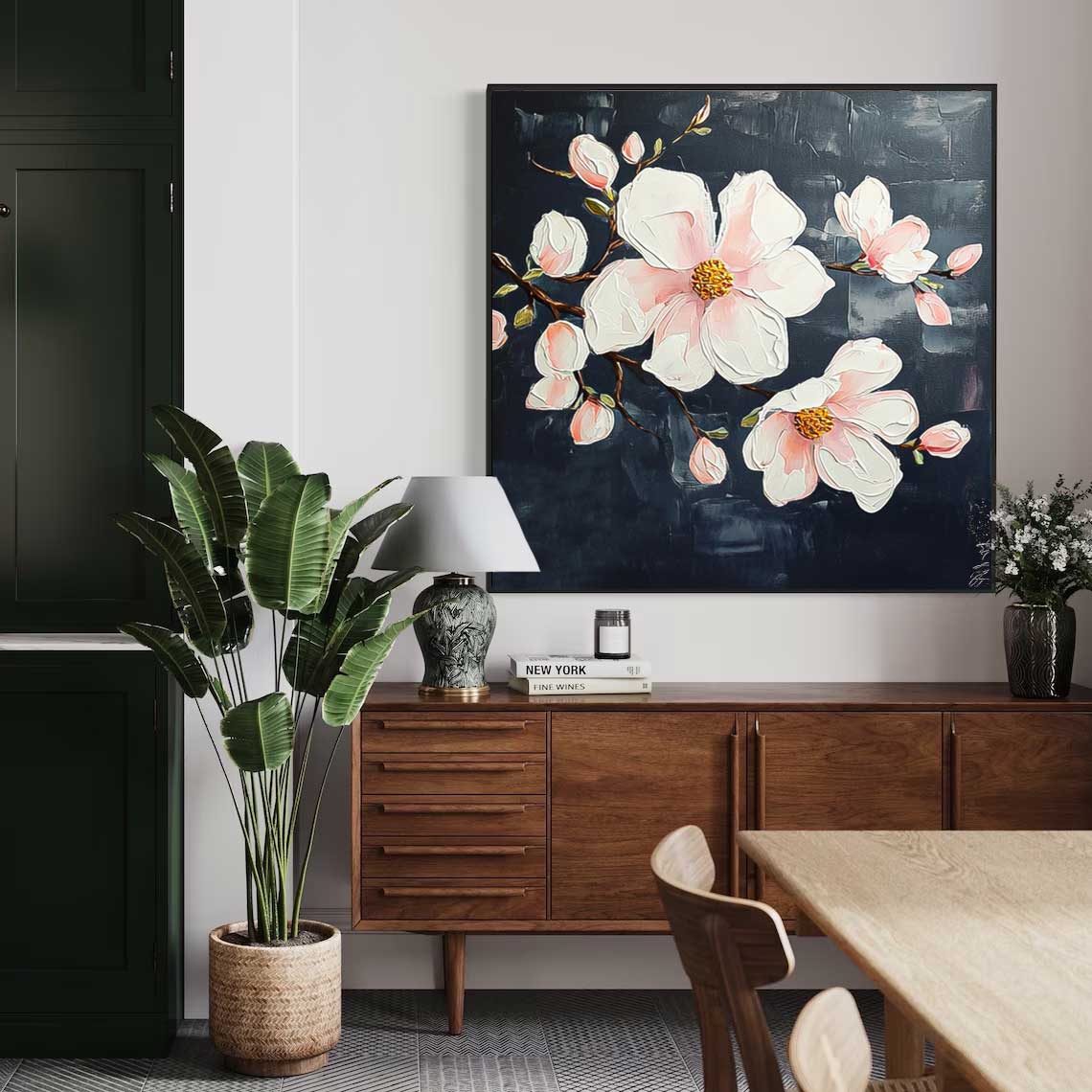 Floral Painting on Canvas 3D Blossom Textured Wall Art Flower Pastel Impasto Botanical Minimalism Artwork