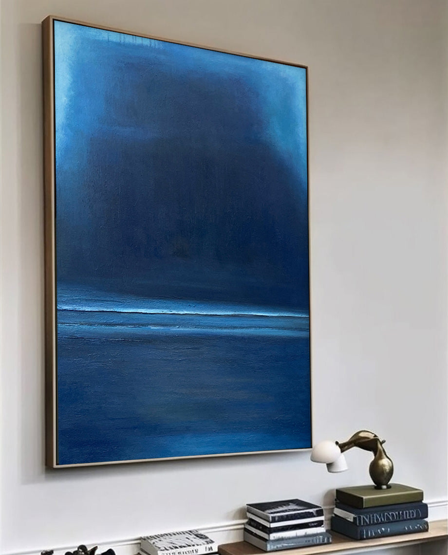 Blue Large Abstract acrylic painting Texture Minimalist Oil Painting On Canvas Original Wall Art Home Decor