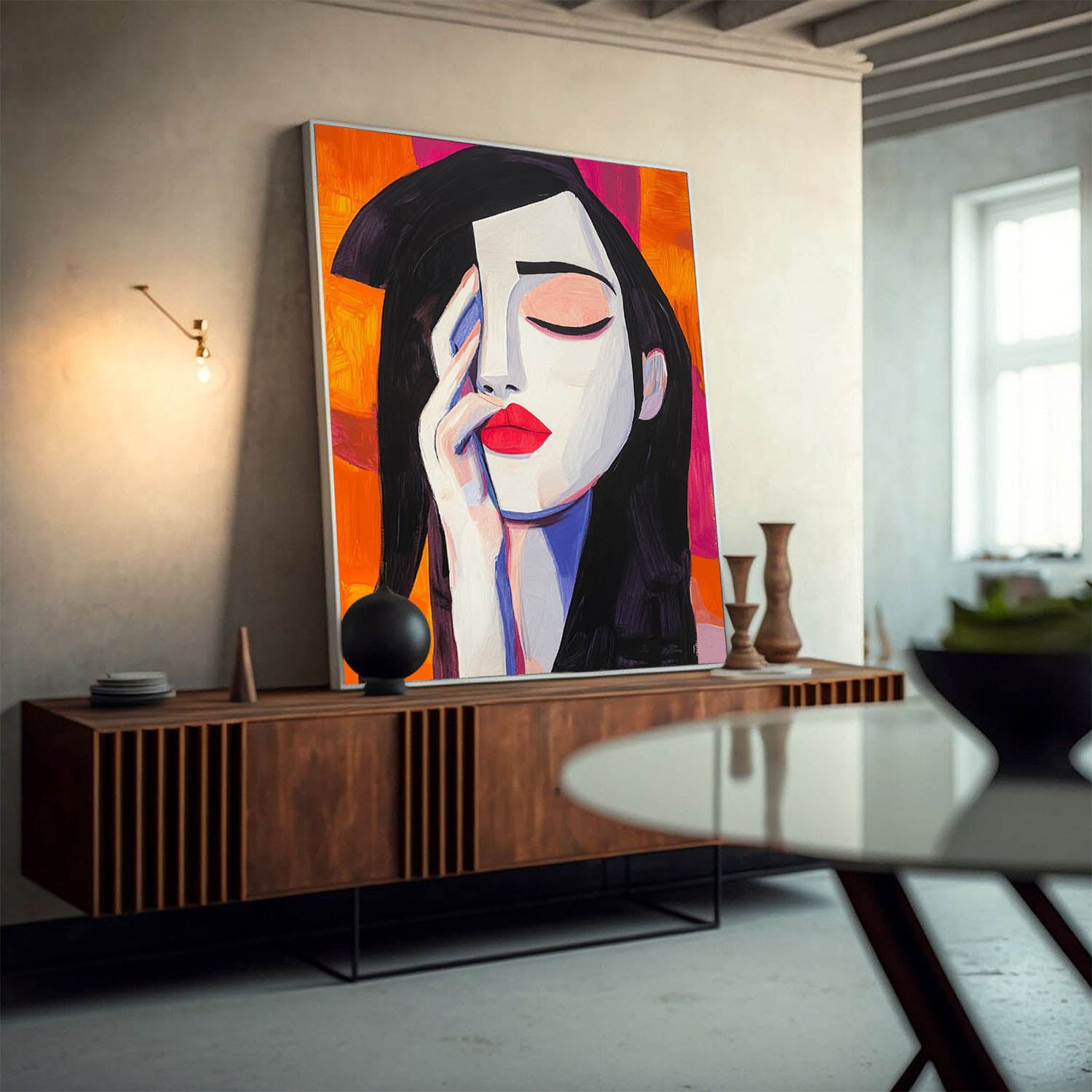 Portrait Modern Artwork Abstract Woman Oil Painting On Canvas Color Original Texture Girl Wall Art
