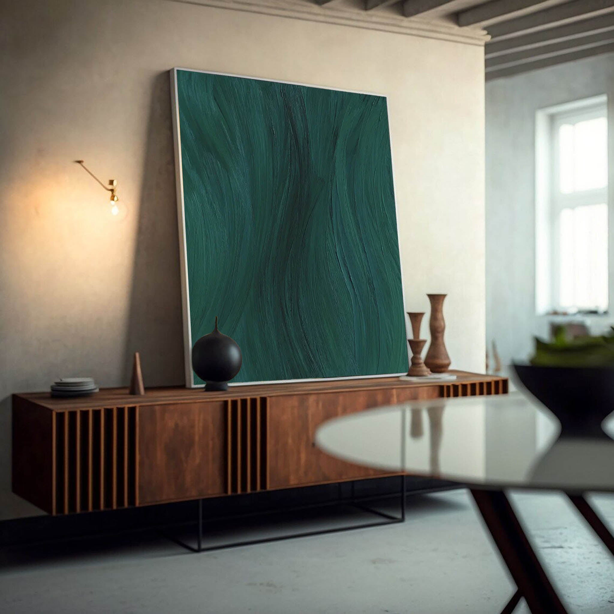 Green Texture Minimalist Oil Painting On Canvas Large Abstract Acrylic Painting Original Wall Art Home Decor