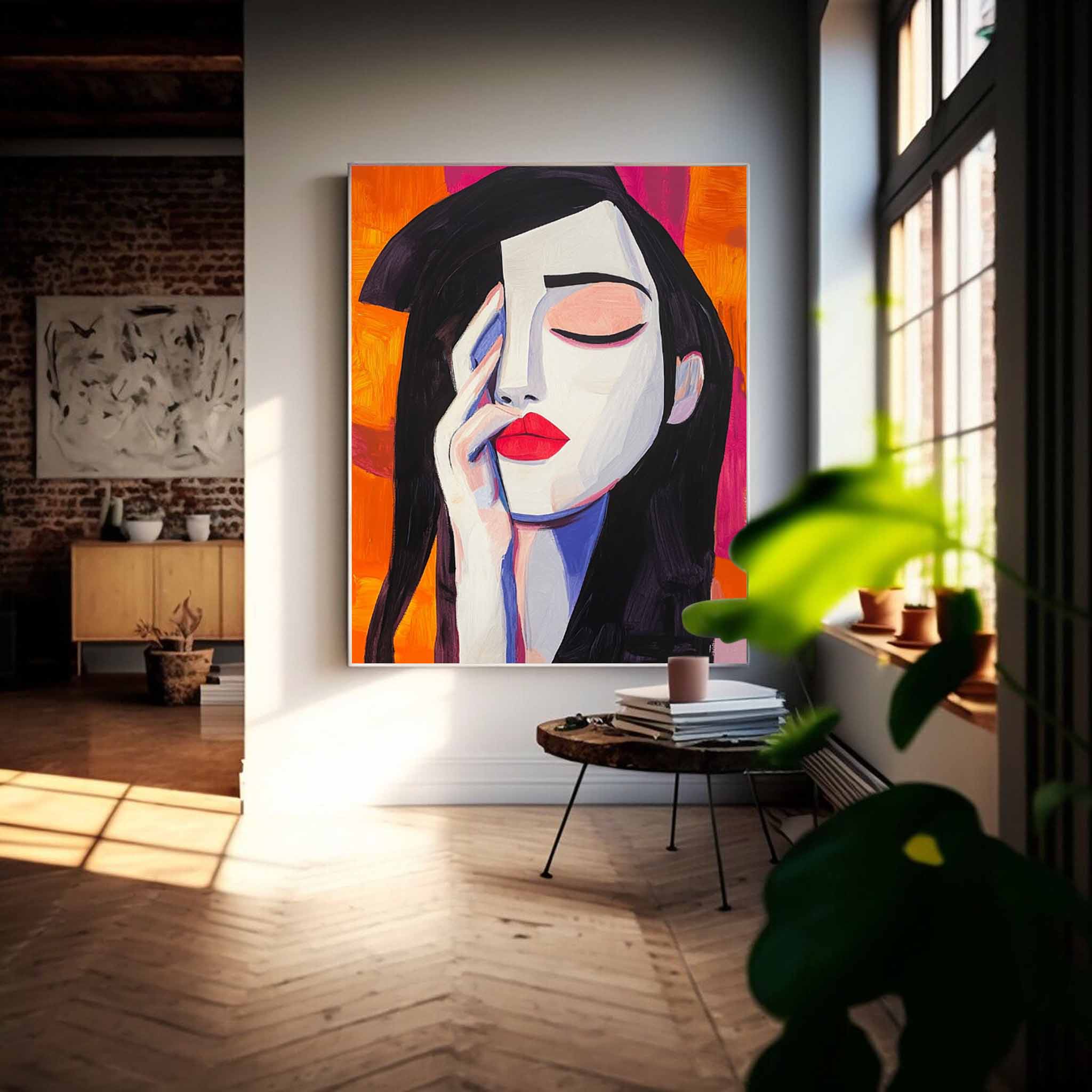 Portrait Modern Artwork Abstract Woman Oil Painting On Canvas Color Original Texture Girl Wall Art