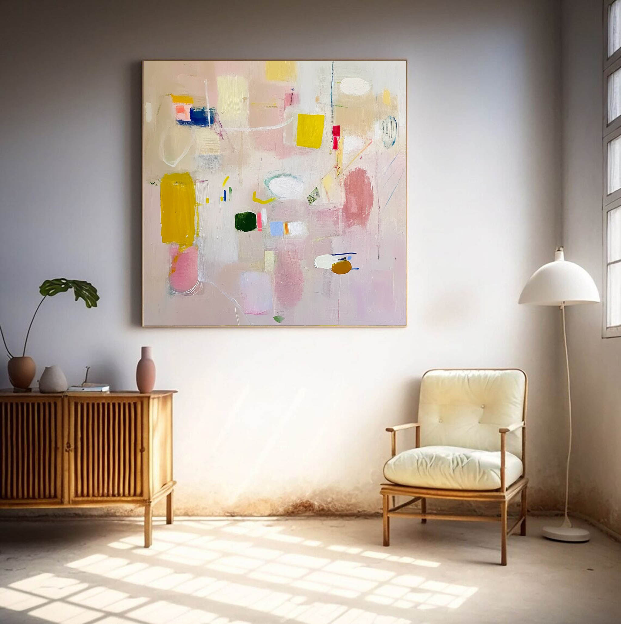 Bright Pink Abstract Painting Canvas Original Abstract Art For Sale Contemporary Cute New Painting Home Decor