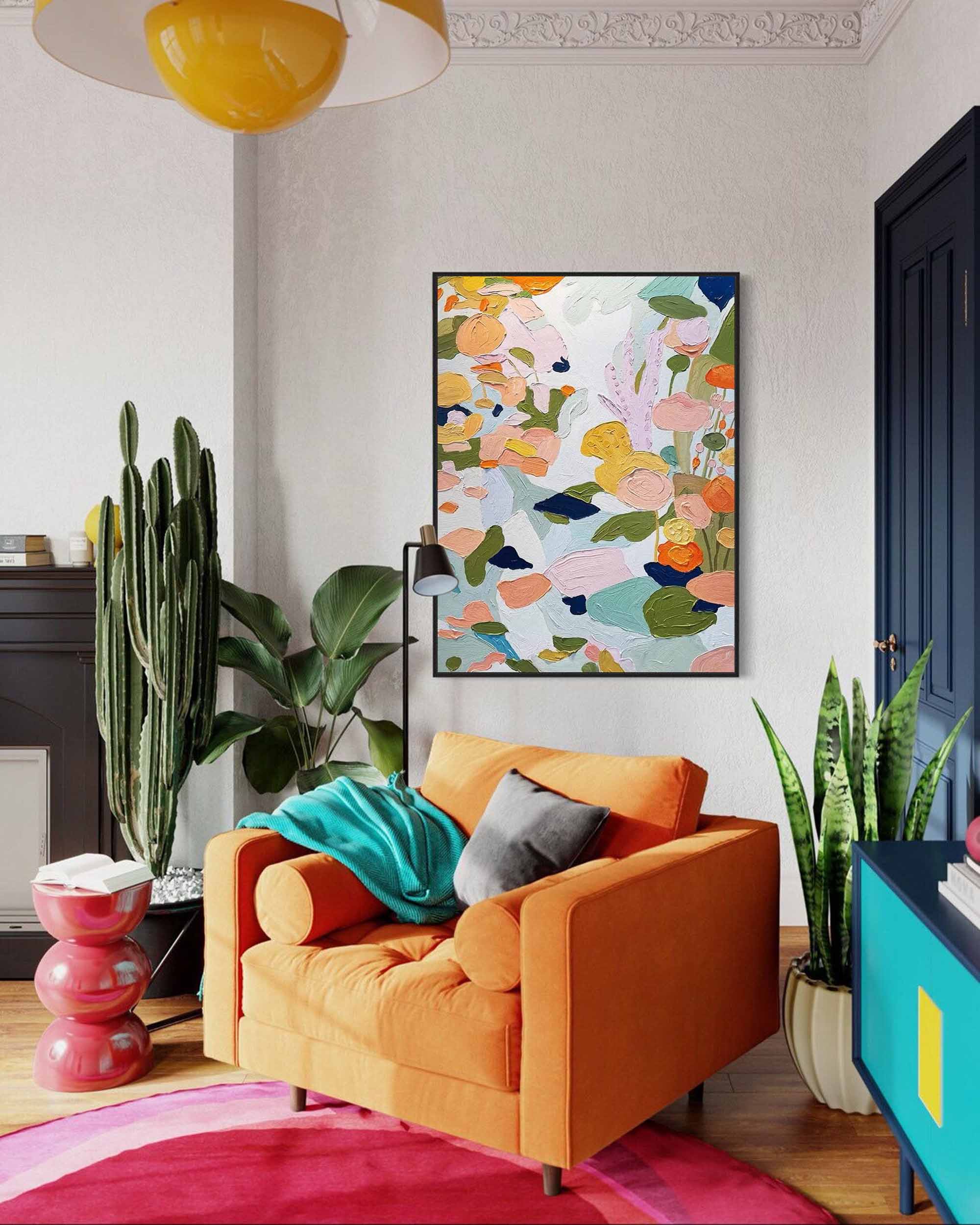 colorful Abstract Oil Painting On Canvas Modern Wall Art Large Original Textured Acrylic Painting For Home Decor