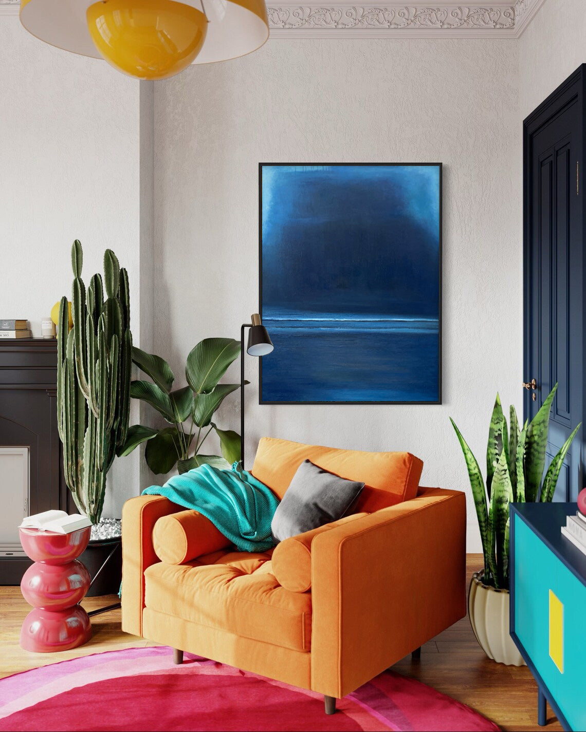 Blue Large Abstract acrylic painting Texture Minimalist Oil Painting On Canvas Original Wall Art Home Decor