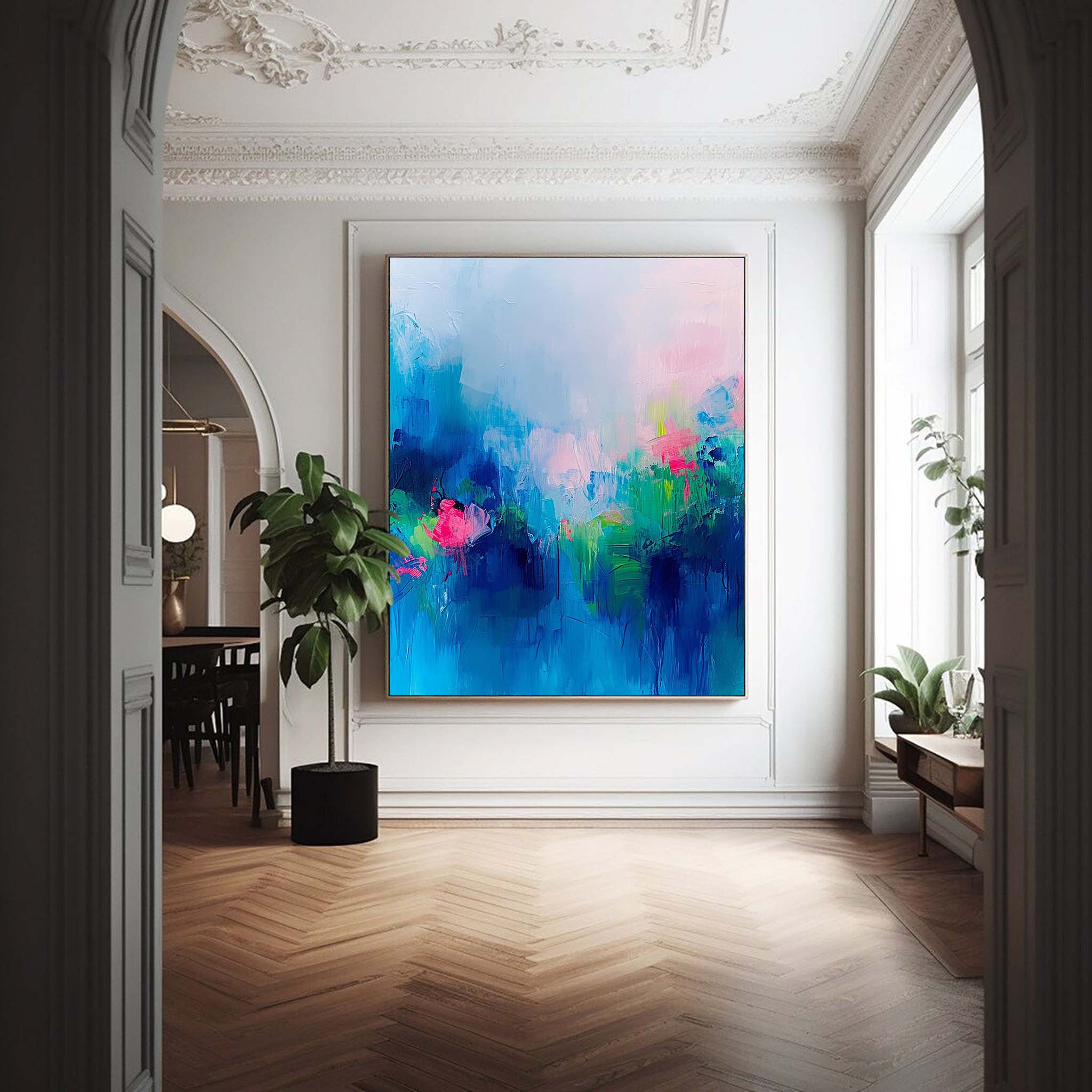 Modern Warm Blue Quality Large Art Famous Abstract Artwork Original Oil Painting On Canvas Home Decor