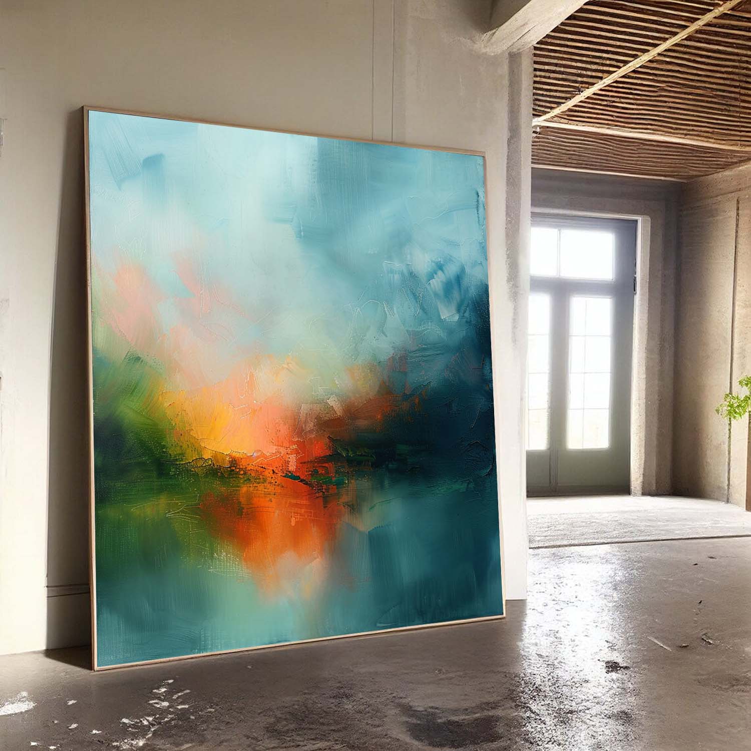 Large Abstract Oil Painting Canvas Modern Scenery Nature Art Original Warm Color Landscape Wall Art Home Decor