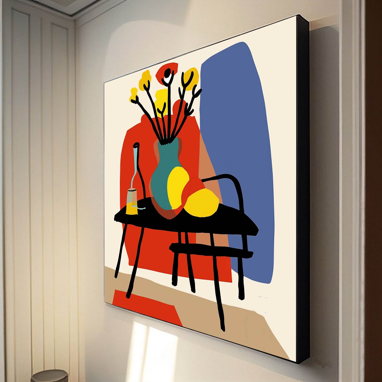 Large Realism Flowers Painting Beautiful Vase Artwork Square Contemporary Bright Paintings Wall Art