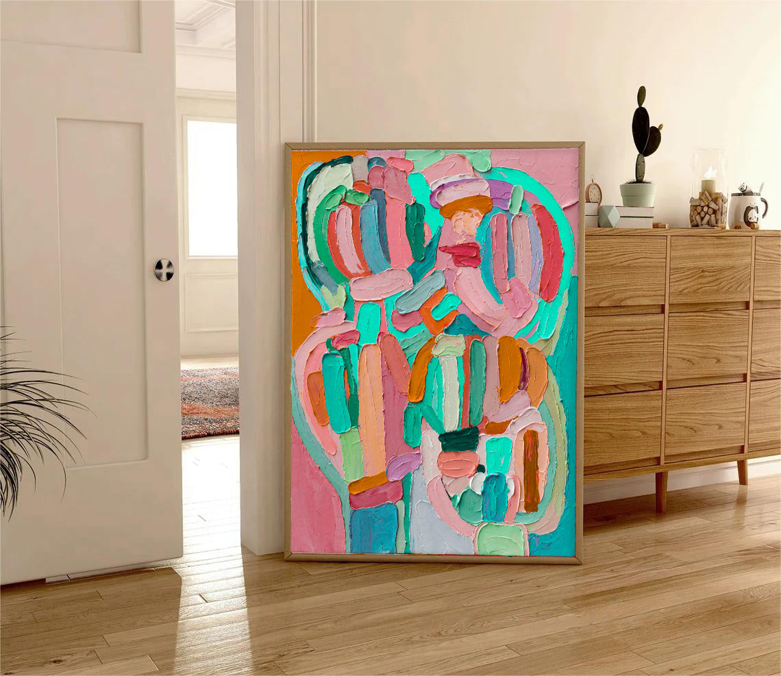 Texture Couple Abstract Oil Painting Large Lovers Acrylic Painting On Canvas Original Artwork For Living Room