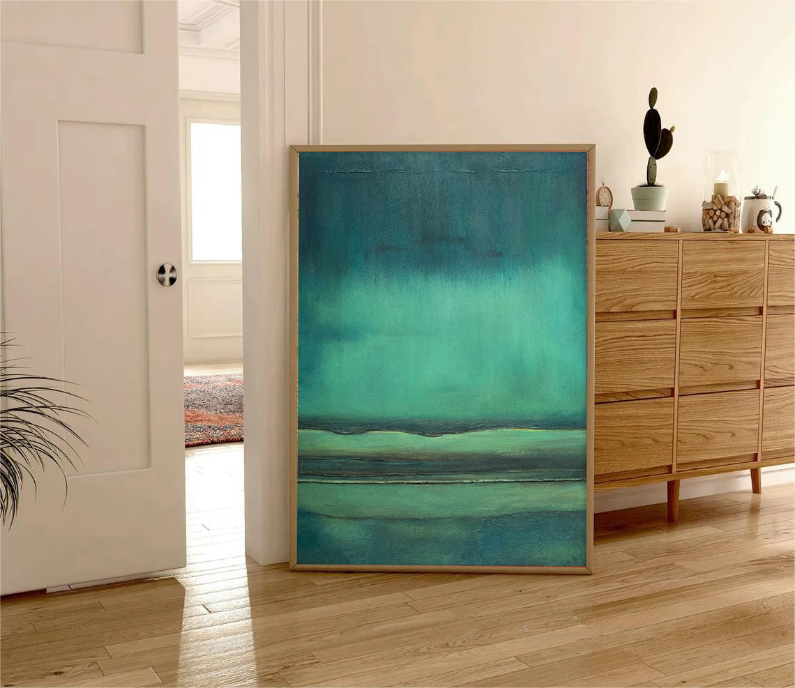 Green Large Abstract acrylic painting Texture Minimalist Oil Painting On Canvas Original Wall Art Home Decor