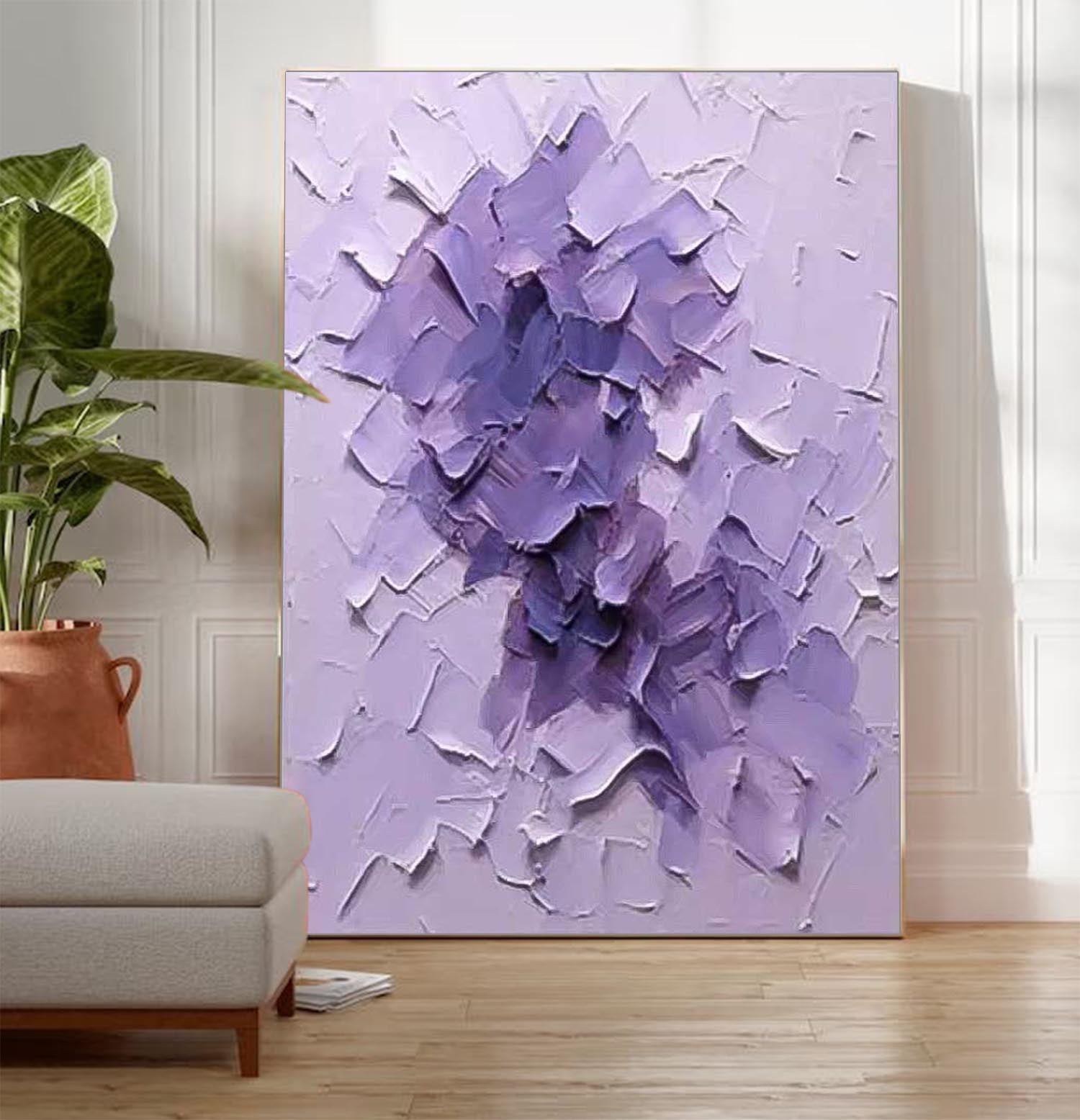 Large Modern Acrylic Painting On Canvas Purple Texture Color Block Abstract Oil Painting Original Artwork Decor
