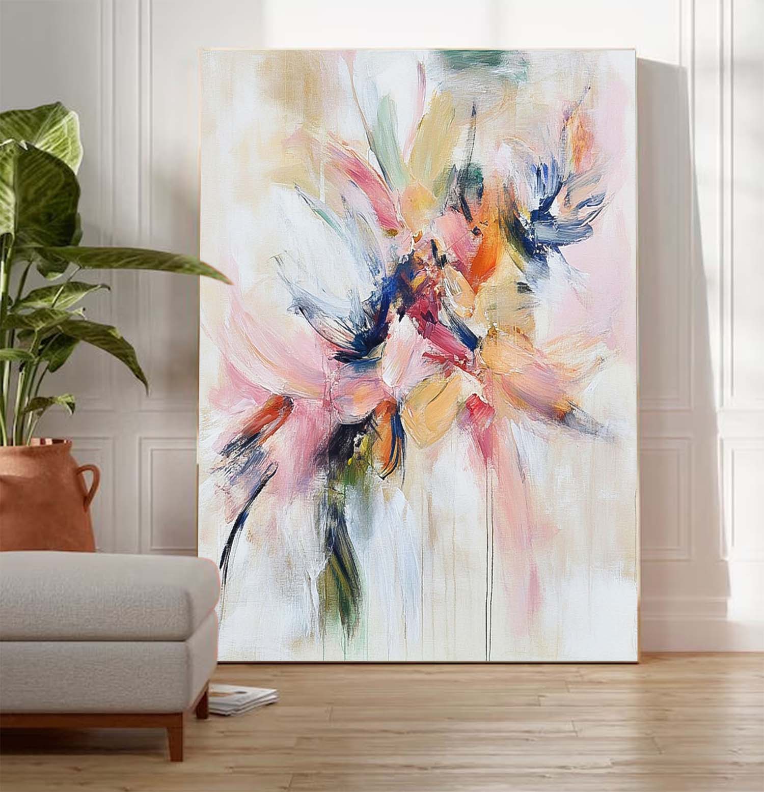 Modern Minimalist Wall Art Original Acrylic Painting Wall Art Abstract Fireworks Oil Painting on Canvas