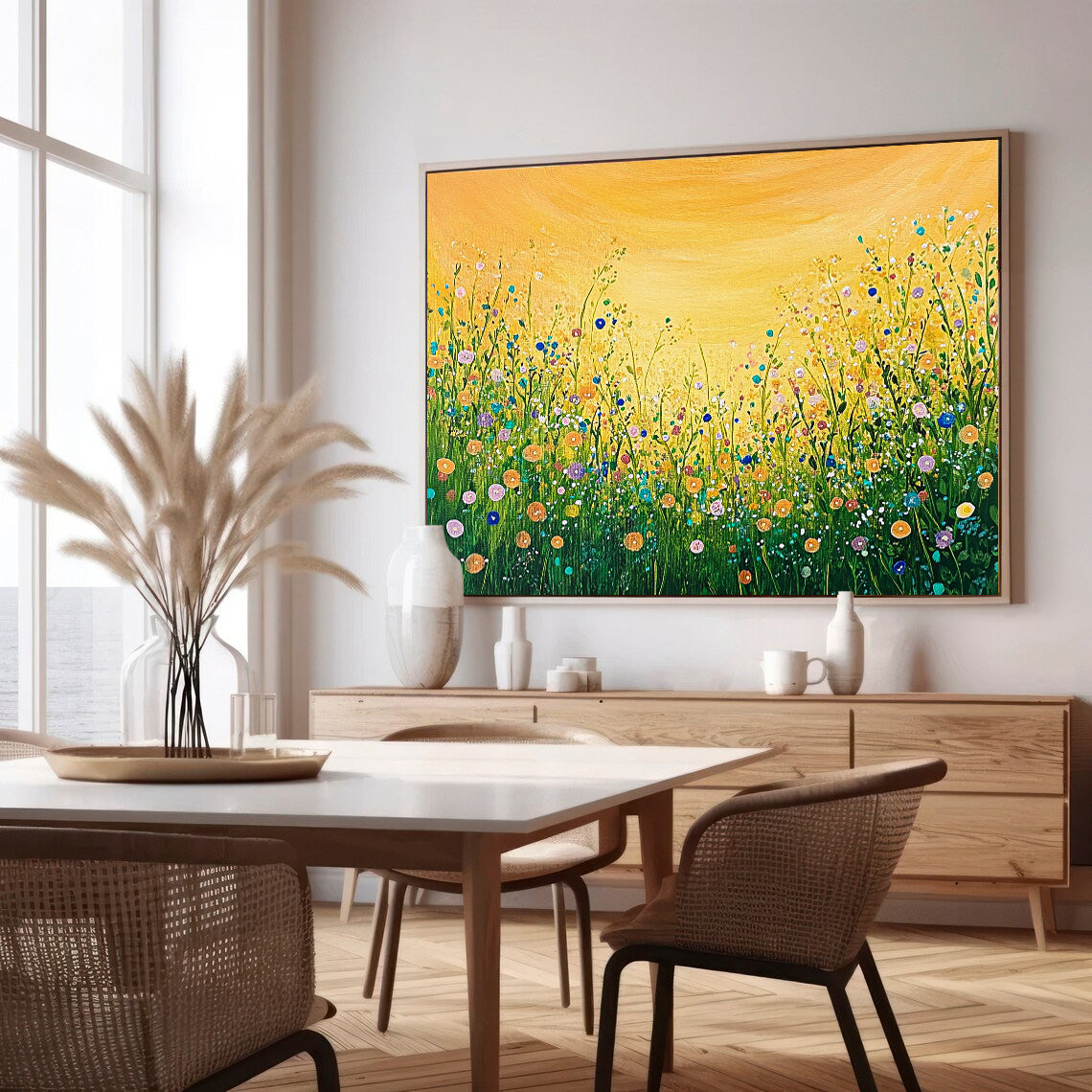 Horizontal Flower Bush Beauty Texture Artwork Original Abstract Oil Painting On Canvas Home Decor Gift