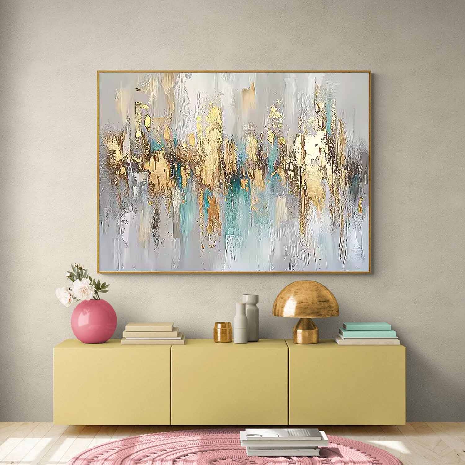 Large Original Abstract Gold Wall Art Abstract Paintings Online Contemporary Artwork For Living Room