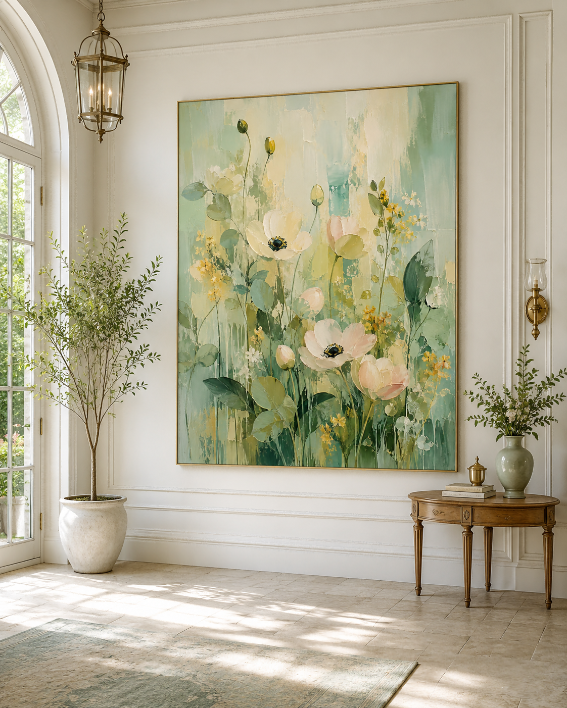 Modern Abstract Impasto Flower Painting With Organic Textures And Pastel Colors