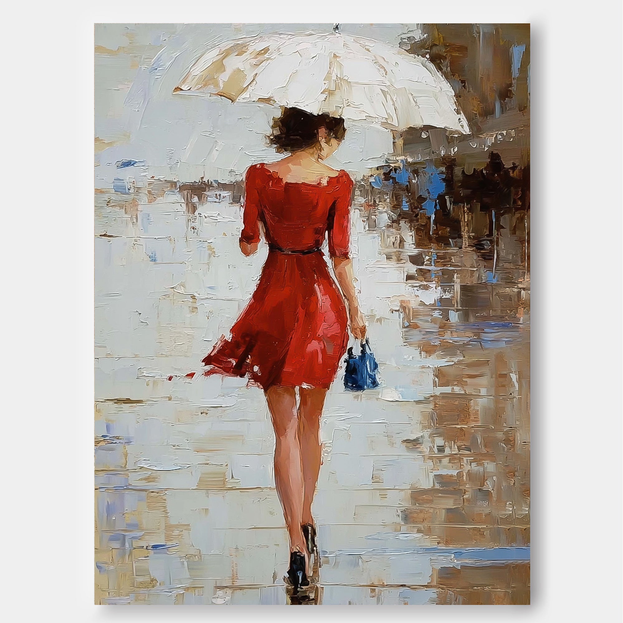 Impressionist Street Scene Art With Textured Brushstrokes For Entryway