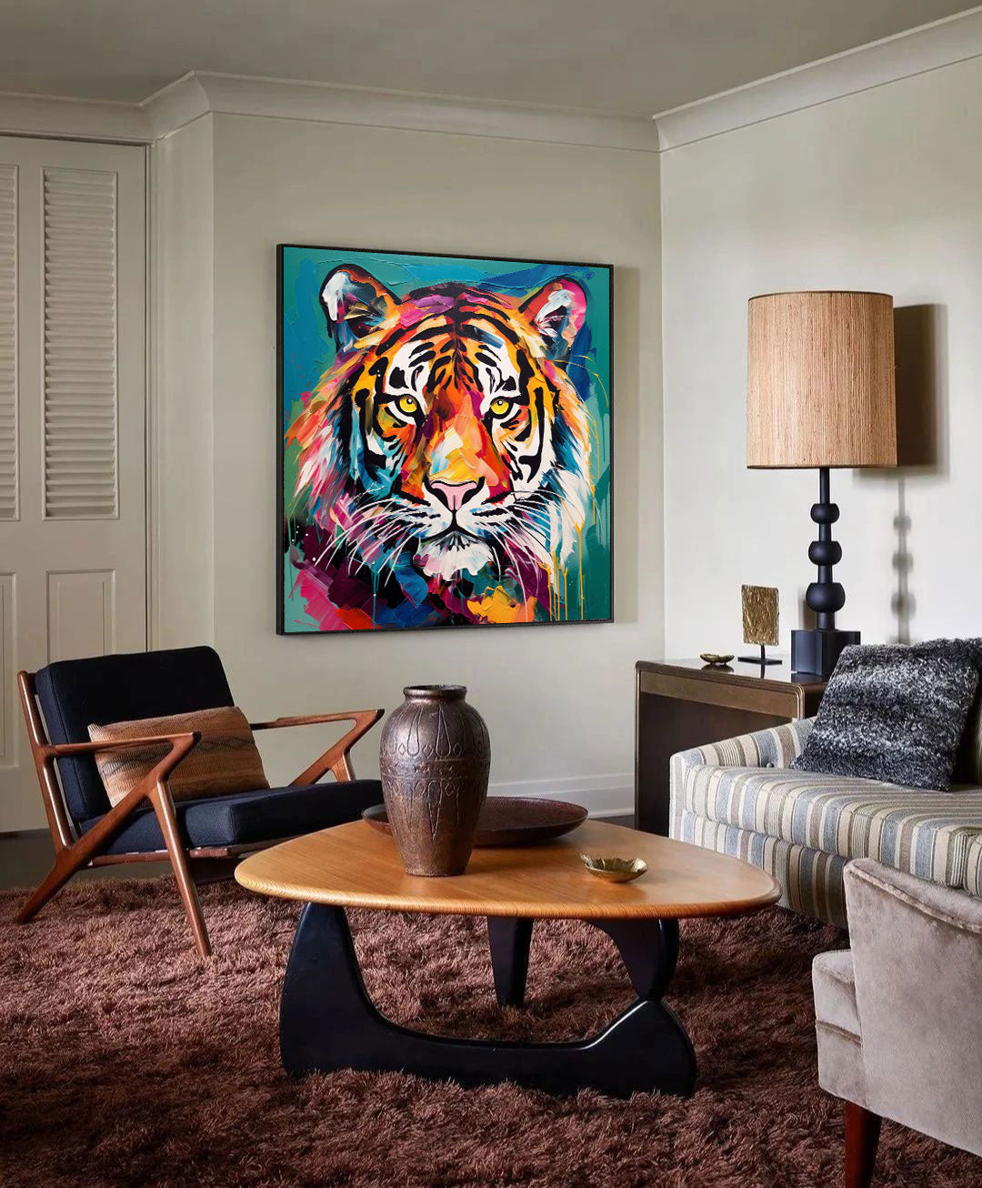 Modern Colorful Abstract Tiger Canvas Oil Painting Original Tiger Canvas Wall Art Large Animal Artwork Home Decor