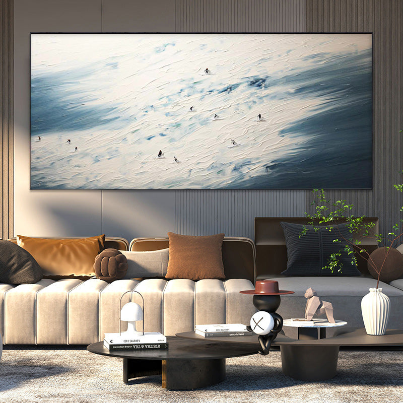 White And Blue Modern Acrylic Painting Large Ski Abstract Oil Painting Original Wall Art Home decoration