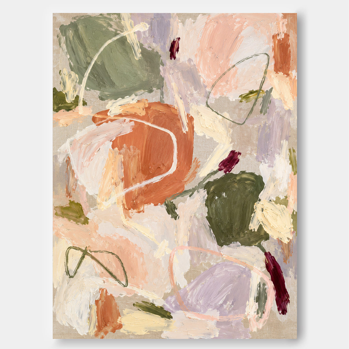 Abstract Hand-Painted Canvas Art With Earthy Tones And Textured Brushwork
