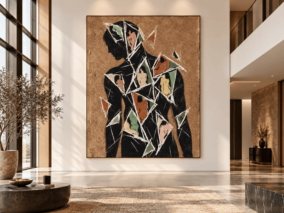 Cubist Style Oil Painting With Textured Earth Tones Original Art