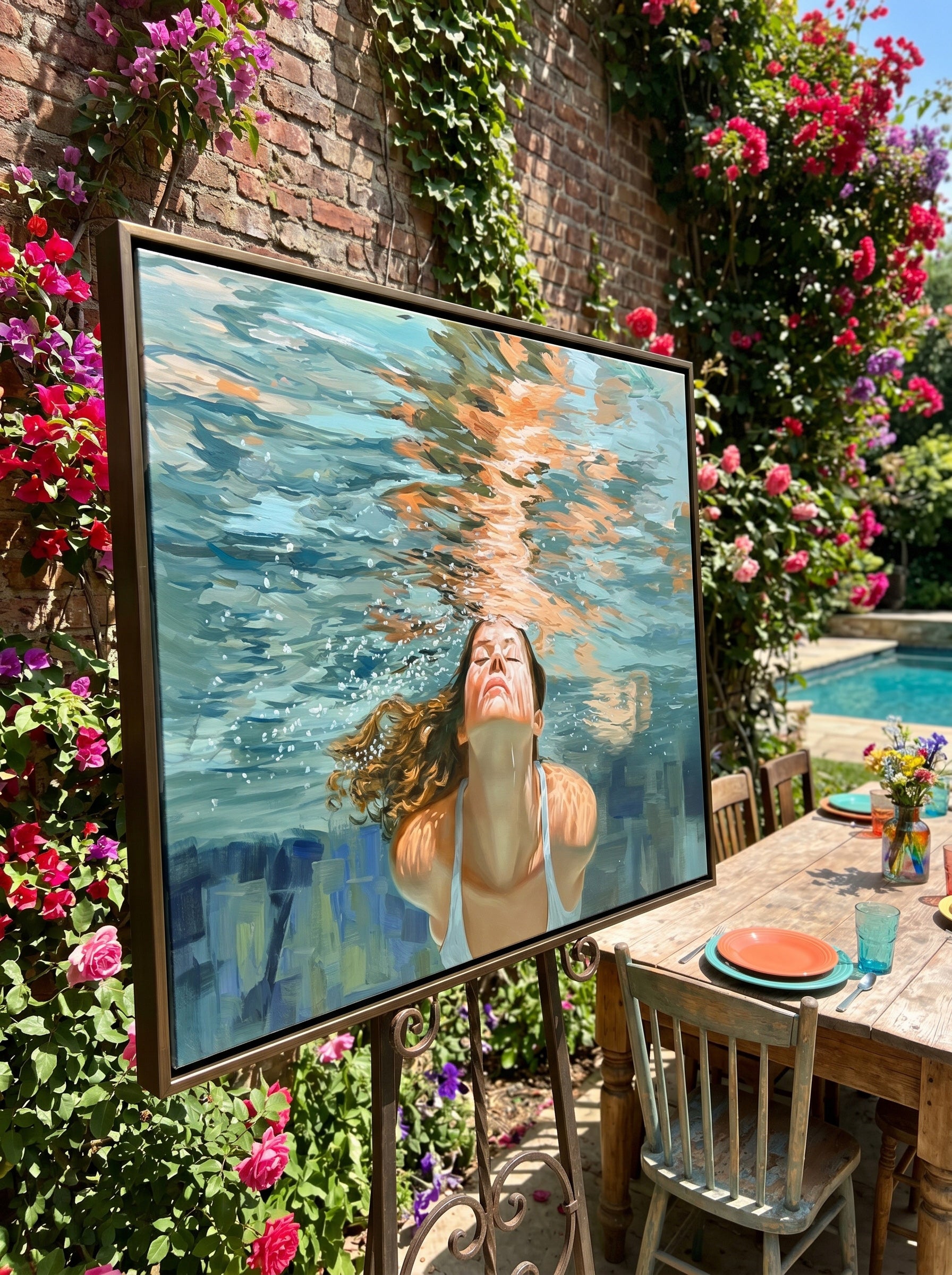 Emotional Submerged Portrait Oil Painting Unique Gift For Water Lovers
