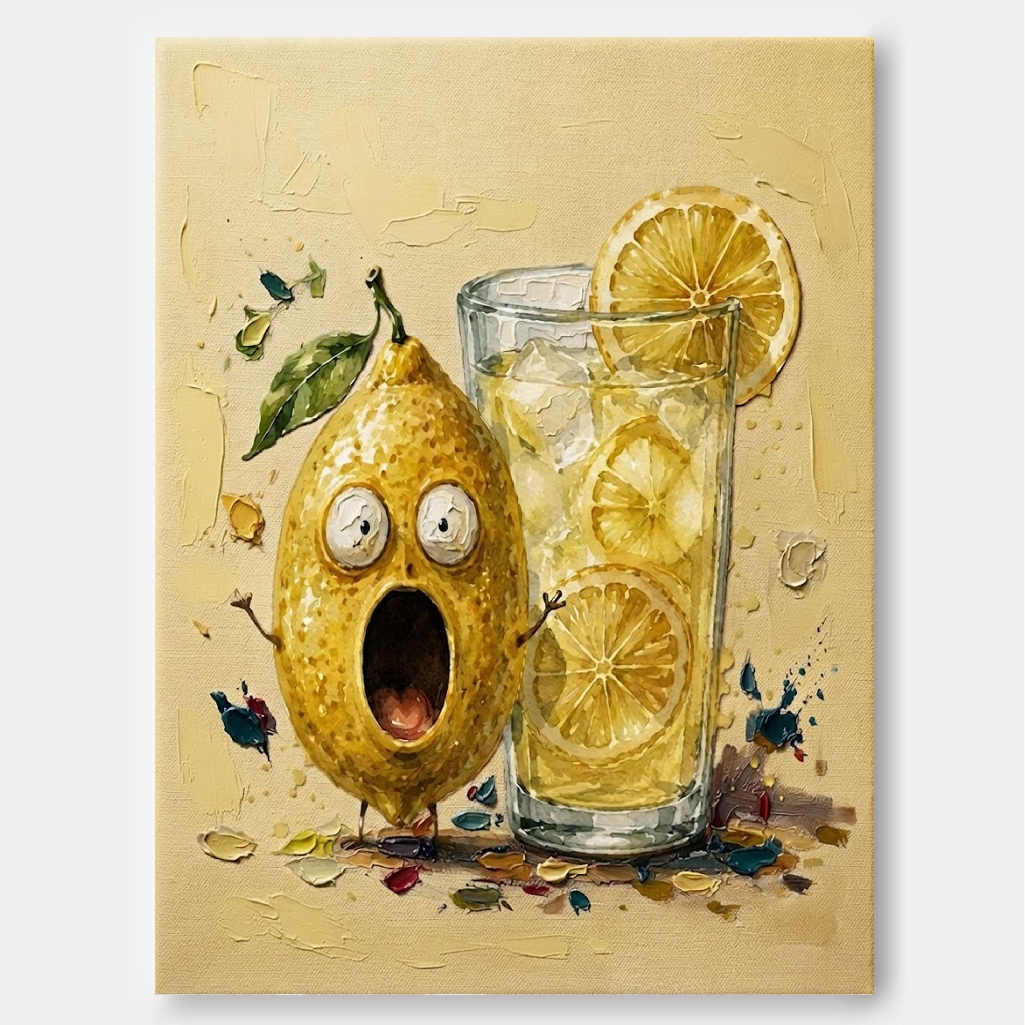 Anthropomorphic Lemon Canvas Art With Fun Character For Unique Wall Decoration