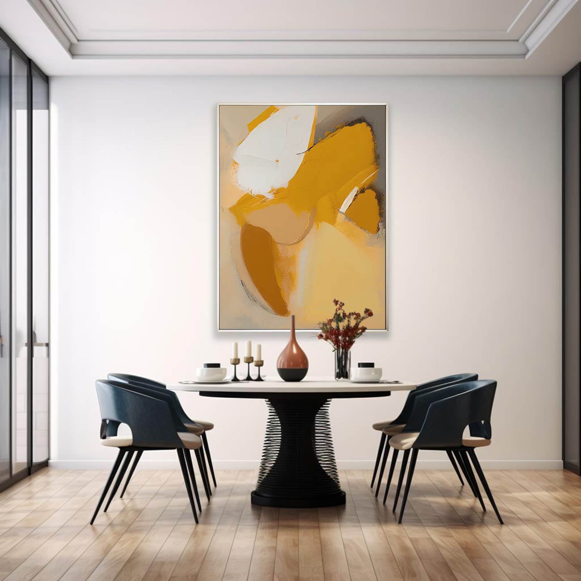 Warm colors Abstract Oil Painting On Canvas Large Original Painting Grey And Yellow Modern Wall Art For Living Room