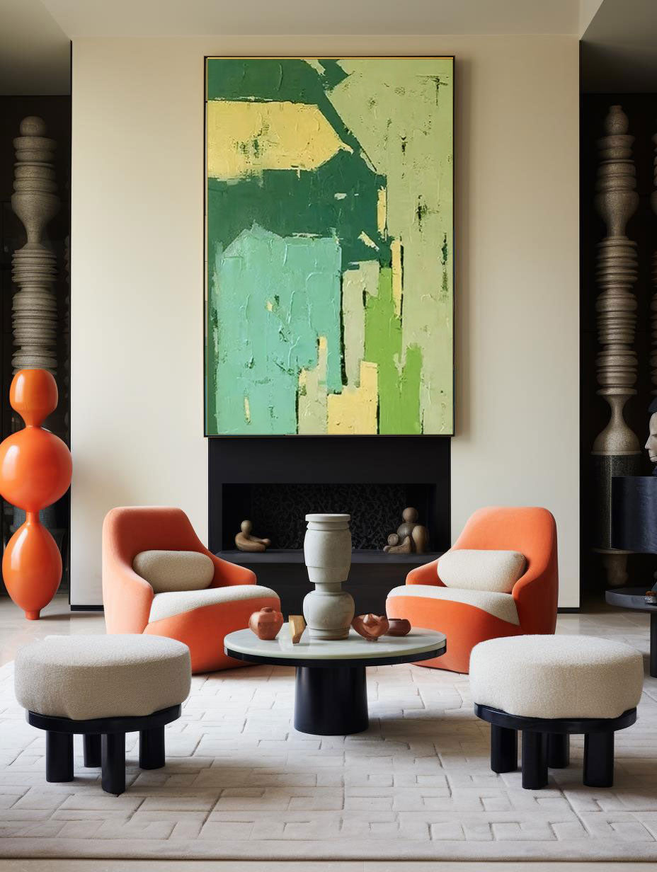 Abstract Texture Green Painitng Large Knife Wall Art Abstract Canvas Art Modern Home Decor