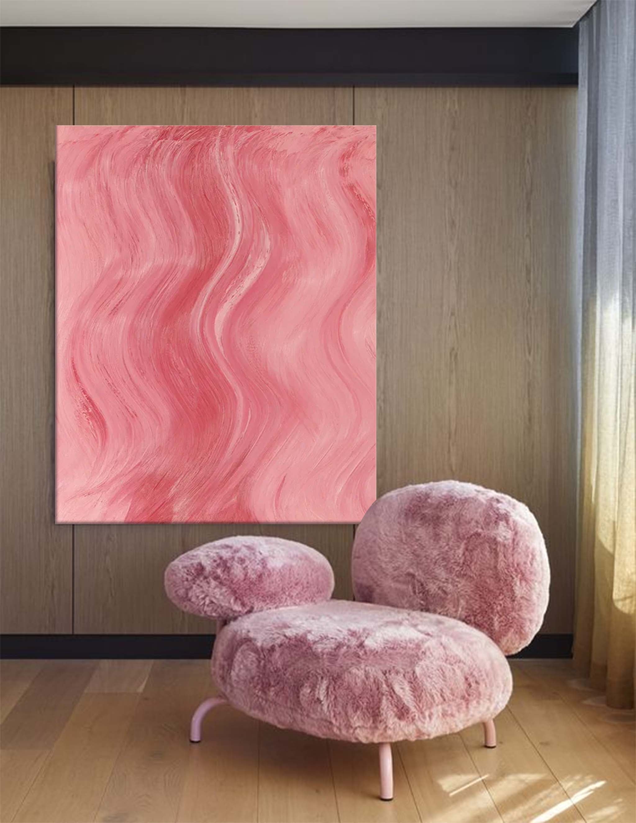 Pink Texture Minimalist Oil Painting On Canvas Large Abstract Acrylic Painting Original Wall Art Home Decor