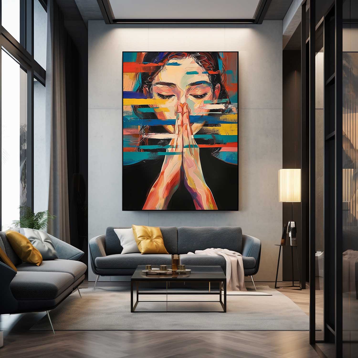 Texture Portrait Large Beauty Lady Wall Art Original Beautiful Girl Painting Canvas Woman Face Figurative Fashion Home Decor