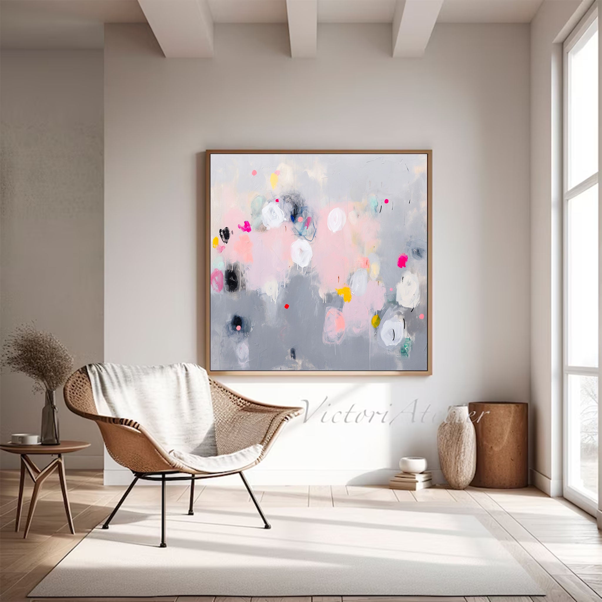 Square Abstract Texture Oil Painting Grey Large Acrylic Painting On Canvas Original Modern Wall Art For Living Room