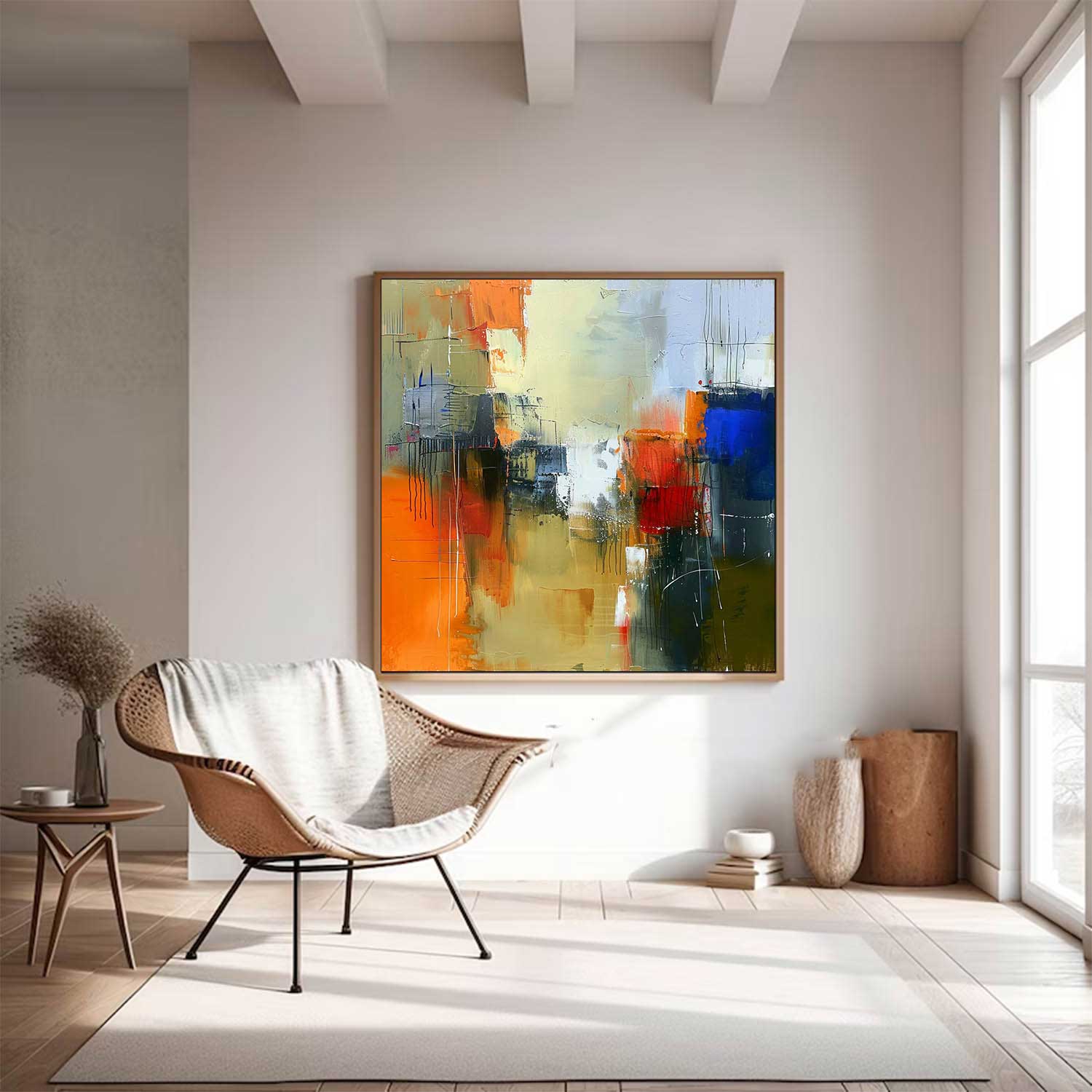 Large Abstract Oil Painting Modern Textured Artwork Warm Coloeful Original Hand-painted Canvas Wall Art