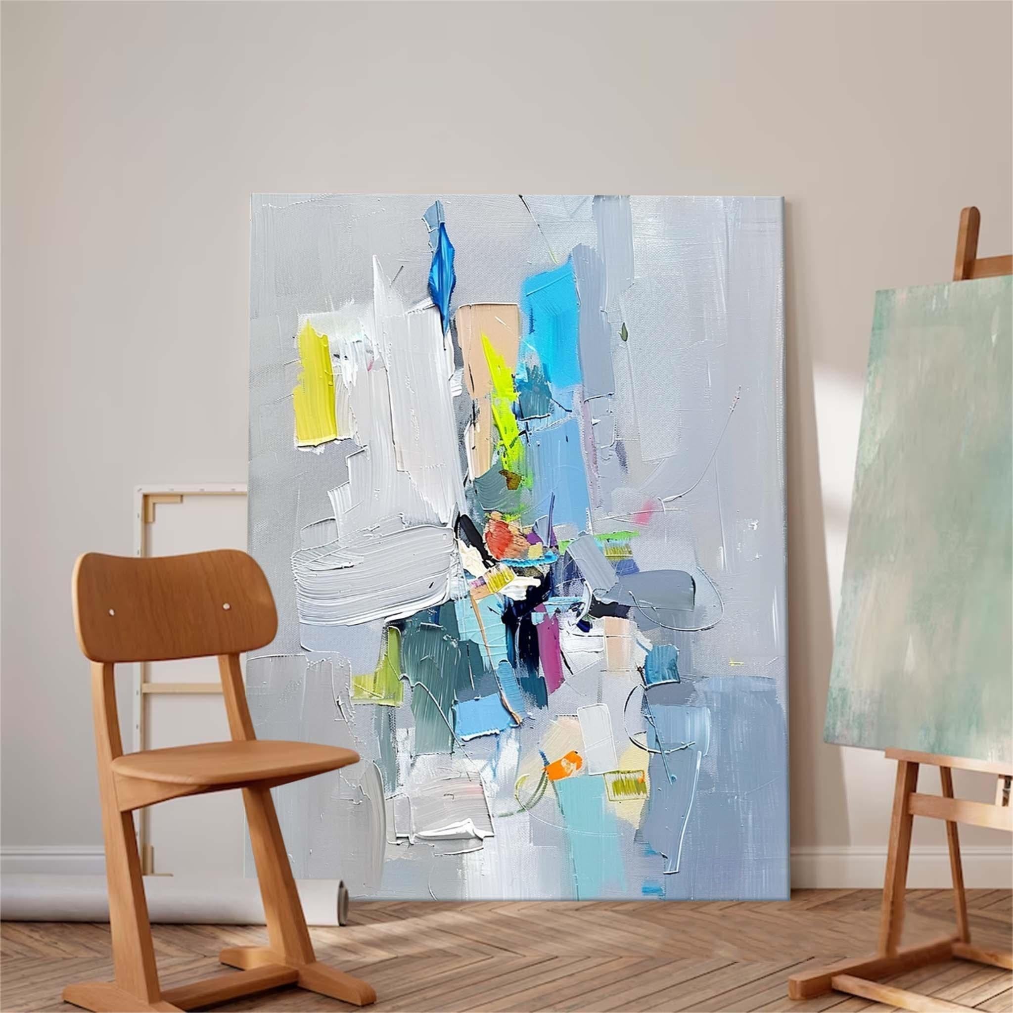 Gray And Blue Contemporary Abstract Art For Sale Large Texture Artwork Original Canvas Painting Home Decor