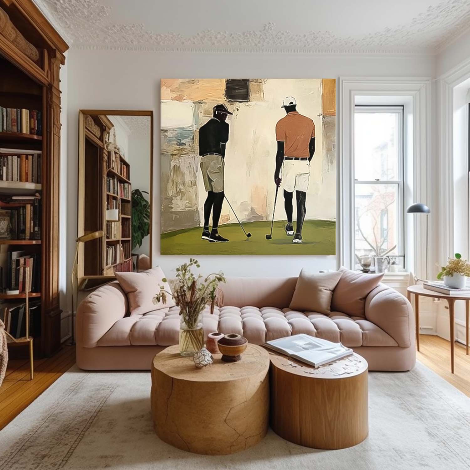 Modern Golf Artwork Unique Art  Square Textured Golf Art Contemporary Sport Decor Golf Lovers Gift