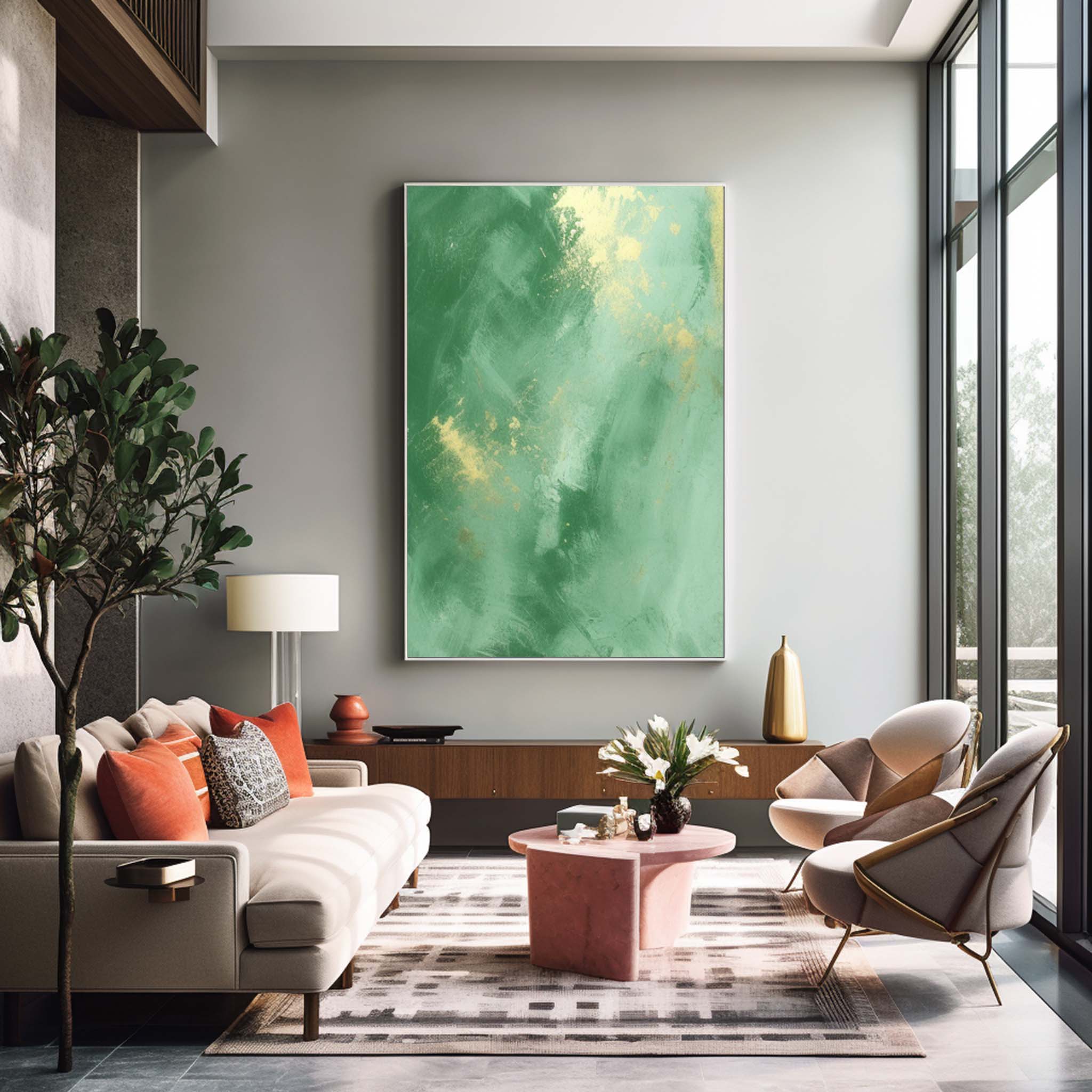 Green Modern Texture Wall Art  Large Original Abstract Oil Painting On Canvas For Living Room