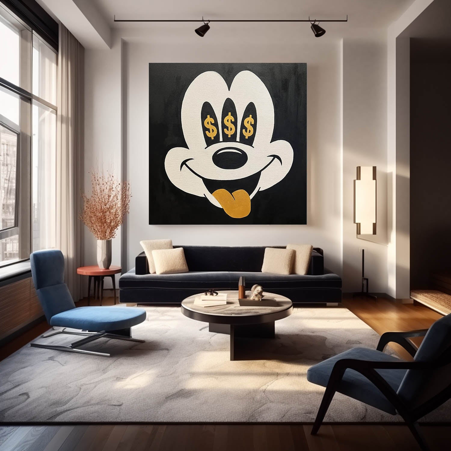 Square Mickey Mouse Abstract Wall Art Original Graffiti Disney Characters Painting Canvas Large Artwork