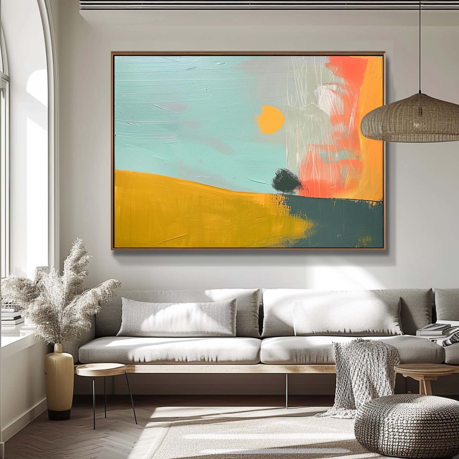 Modern Bright Colorful Natural Artwork Abstract Landscape Oil Painting Texture Acrylic painting