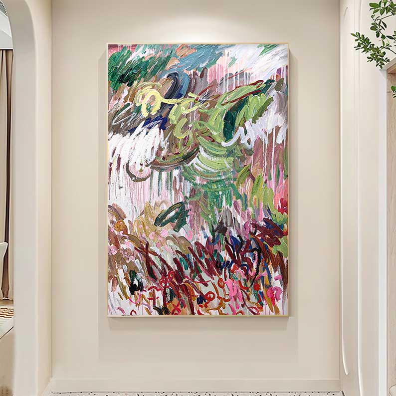 Large Contemporary Irregular Line Acrylic Painting On Canvas Abstract Graffiti Wall Art Home Decor