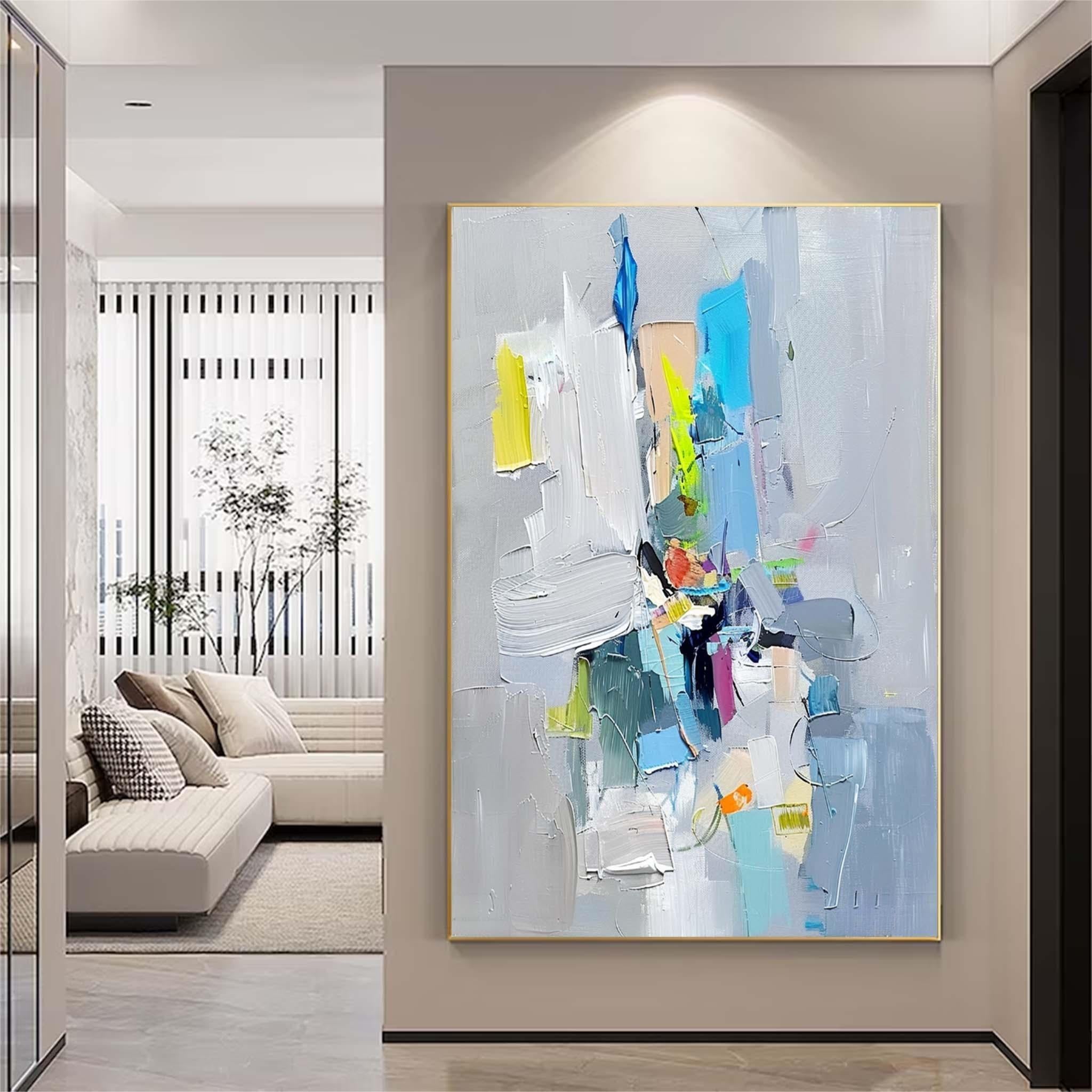 Gray And Blue Contemporary Abstract Art For Sale Large Texture Artwork Original Canvas Painting Home Decor