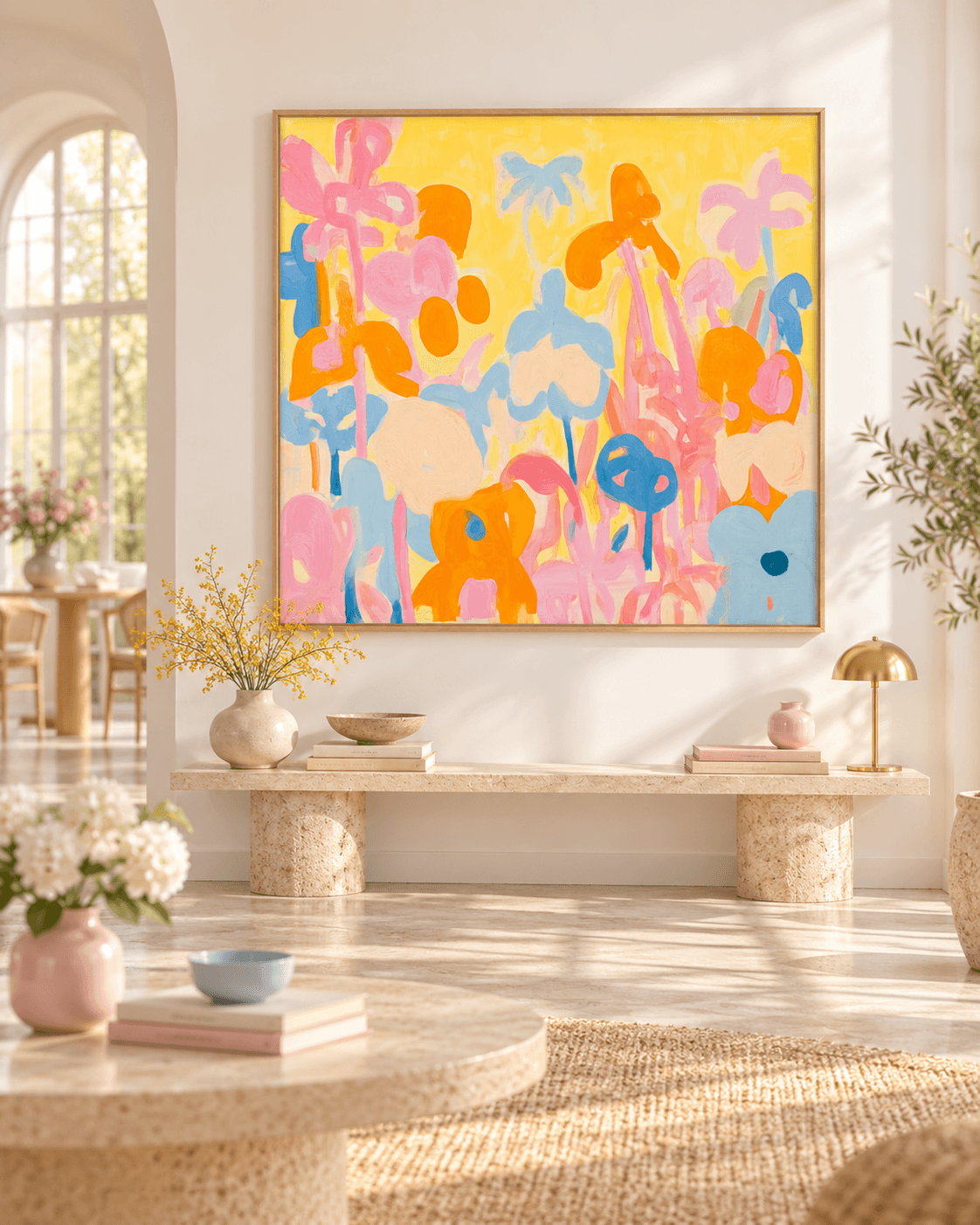 Cheerful Abstract Art In Macaron Palette For Contemporary Interior Design