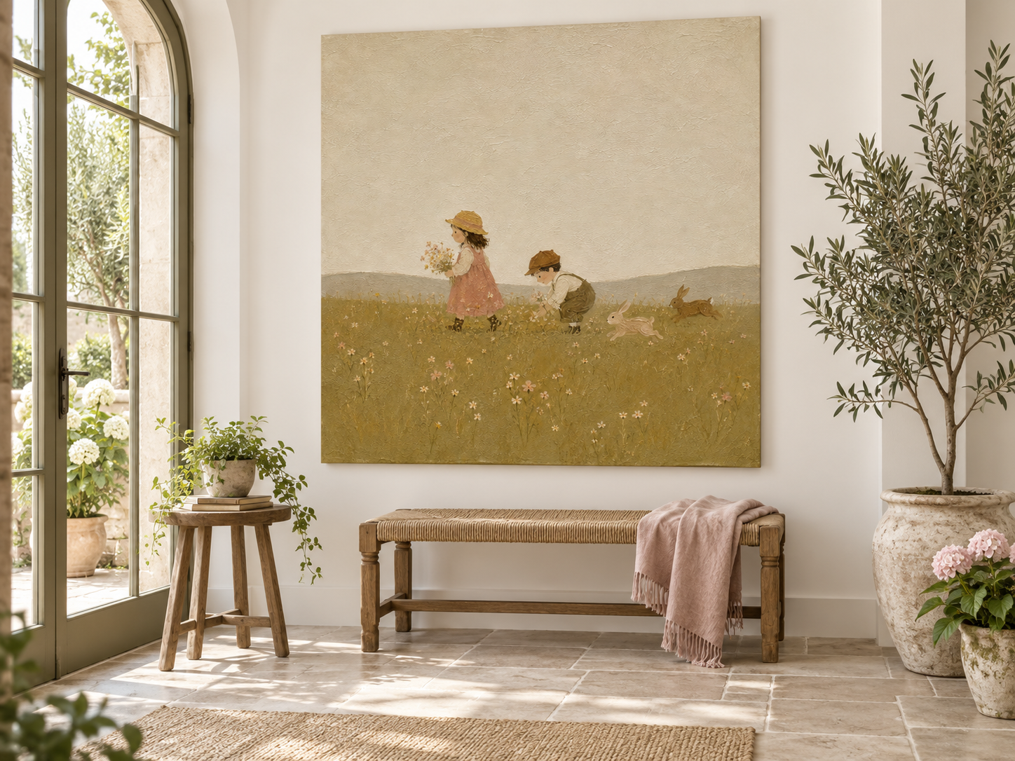 Warm Pastoral Wall Art For Nursery And Living Room With Textured Finish