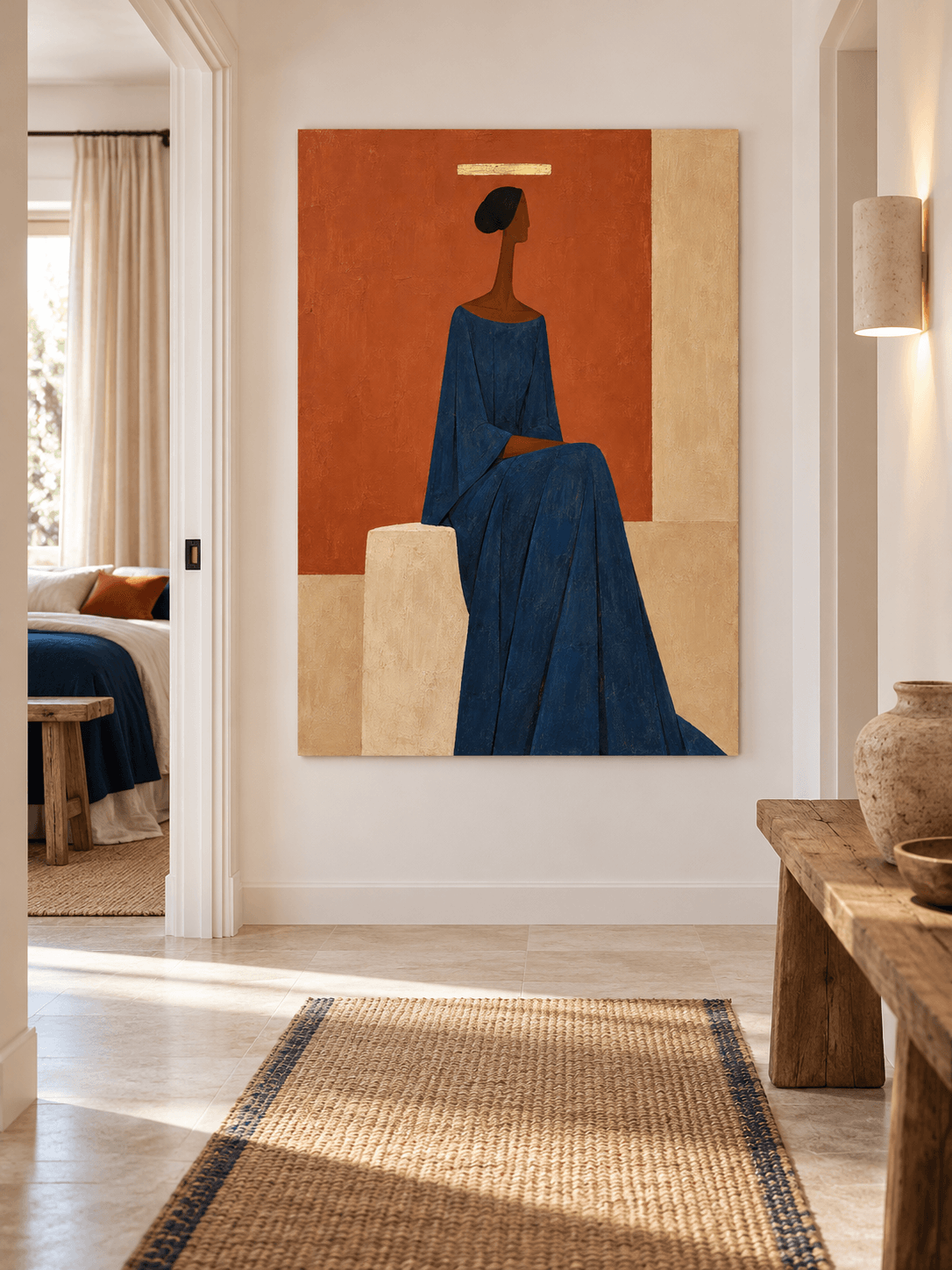 Wabi-Sabi Geometric Art Hand-Painted Canvas With Texture