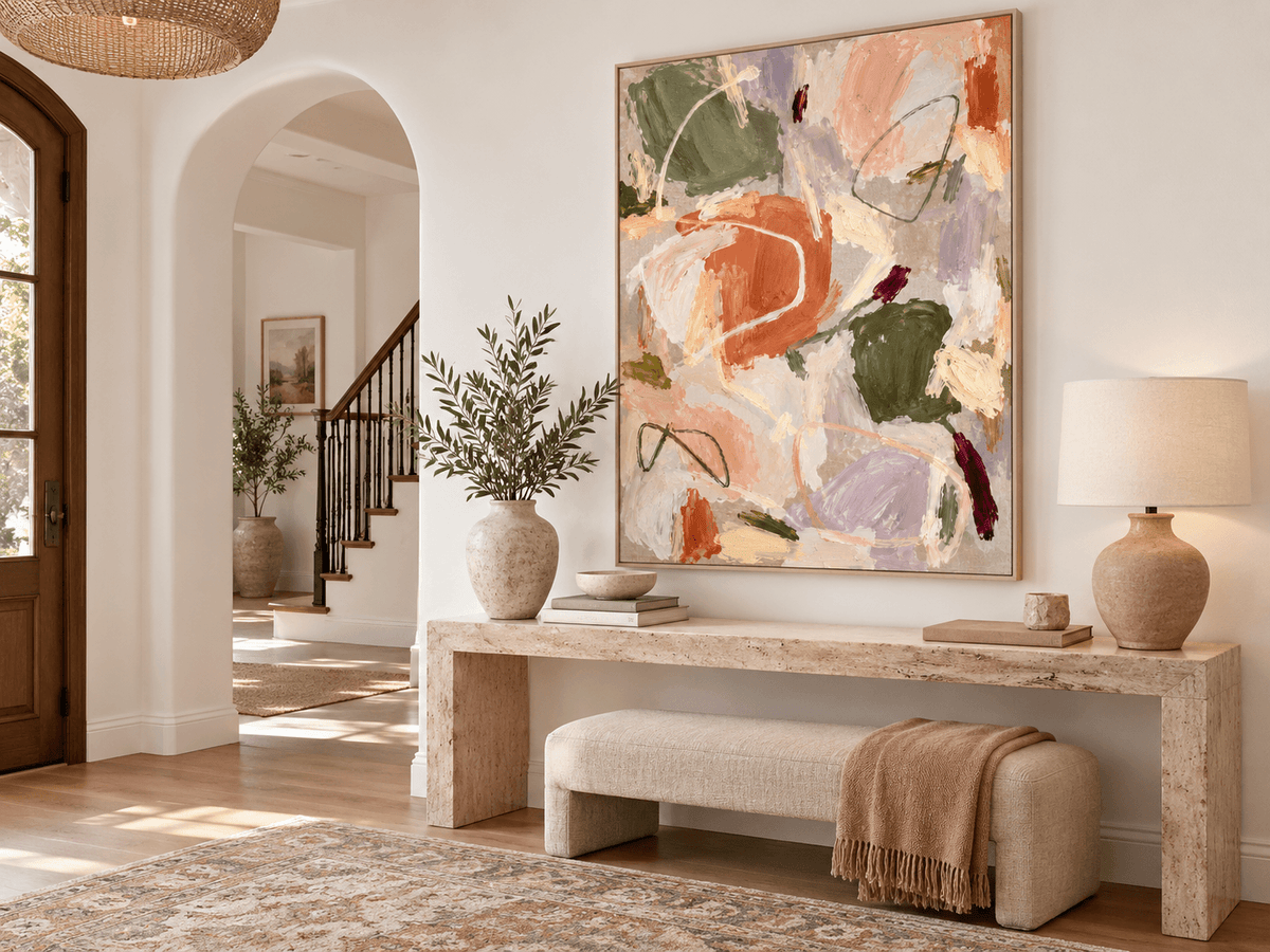 Abstract Hand-Painted Canvas Art With Earthy Tones And Textured Brushwork