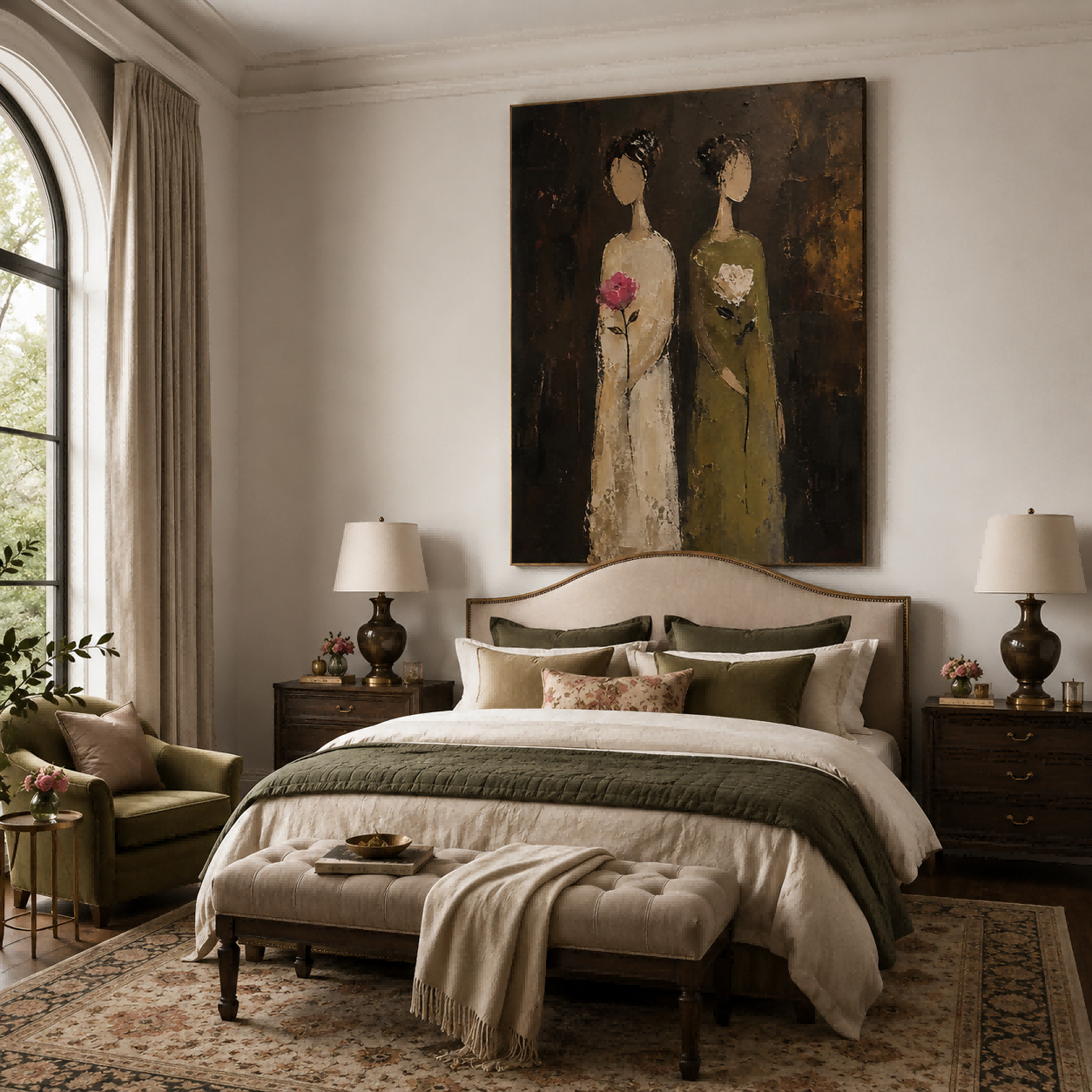 Original Textured Canvas Art Of Two Women Sharing A Quiet Moment