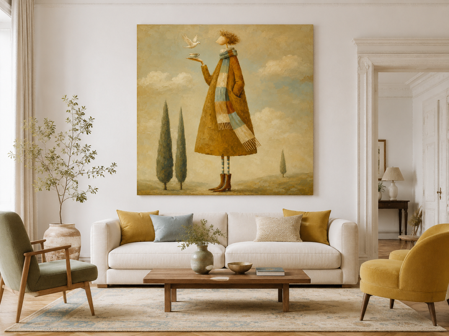 Abstract Surrealist Painting With Impasto Texture In Warm Earth Tones