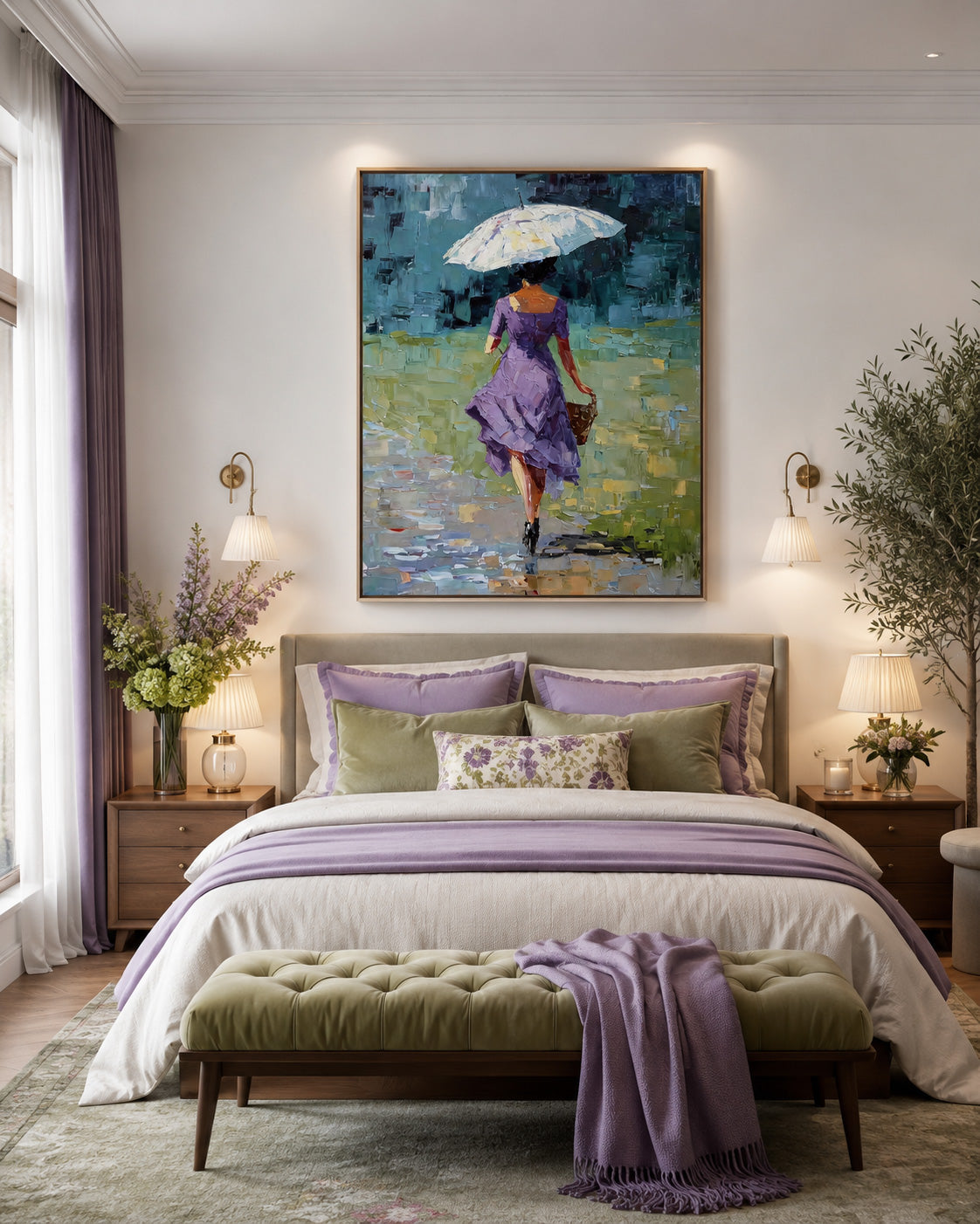 Modern Abstract People Art Vertical Canvas With Textured Brushstrokes For Hallway