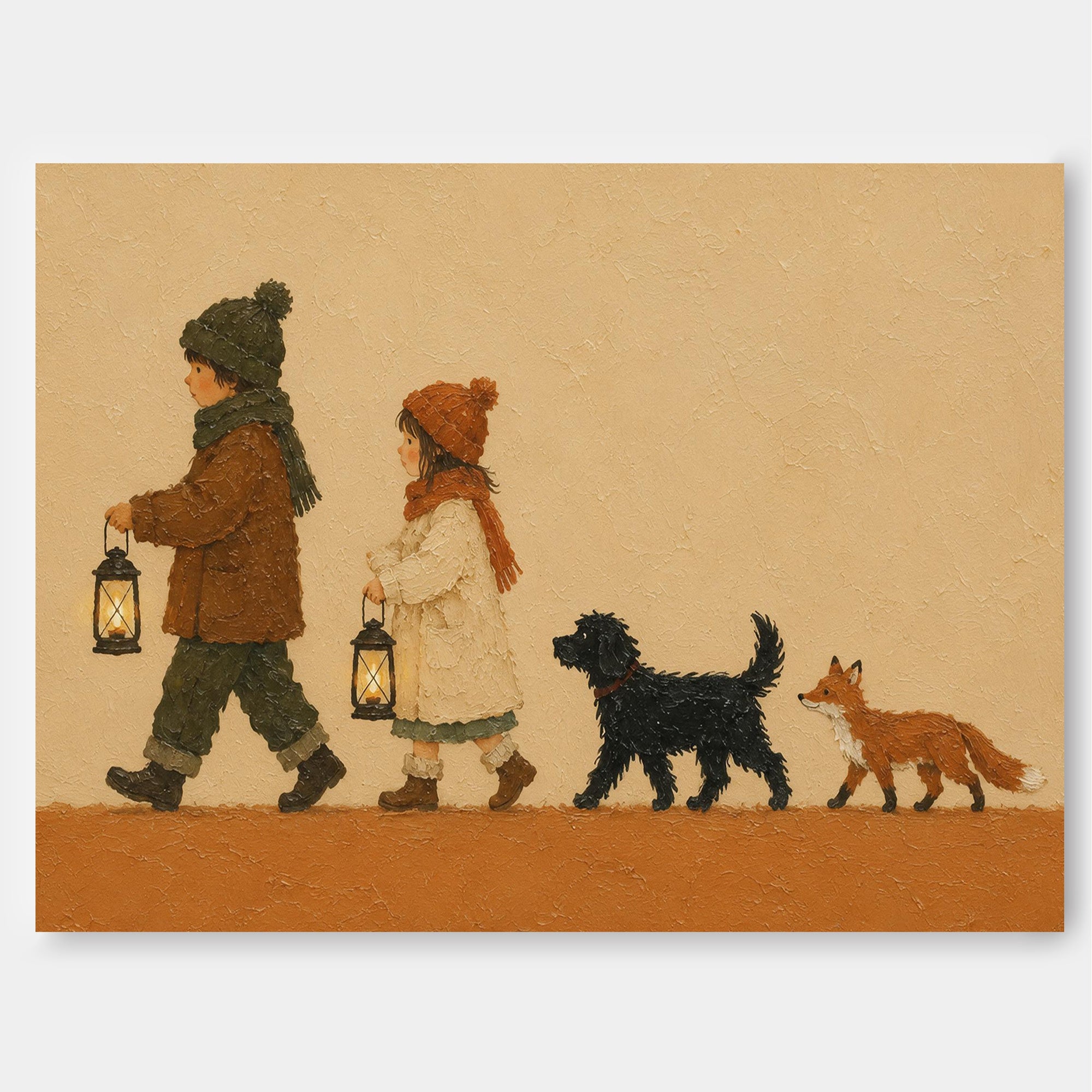 Warm Cozy Wall Art For Living Room Kids Bedroom Original Painting With Pets